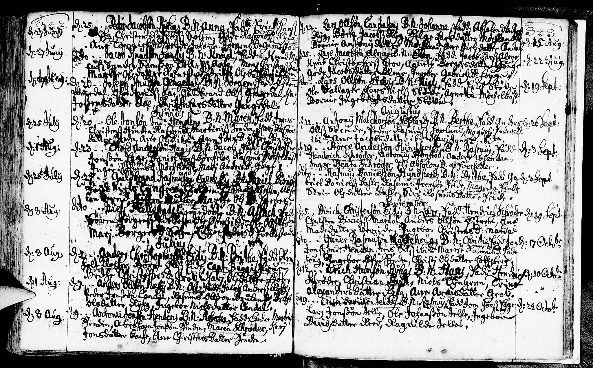 Gloppen sokneprestembete, AV/SAB-A-80101/H/Haa/Haaa/L0002: Parish register (official) no. A 2, 1712-1735, p. 342-343