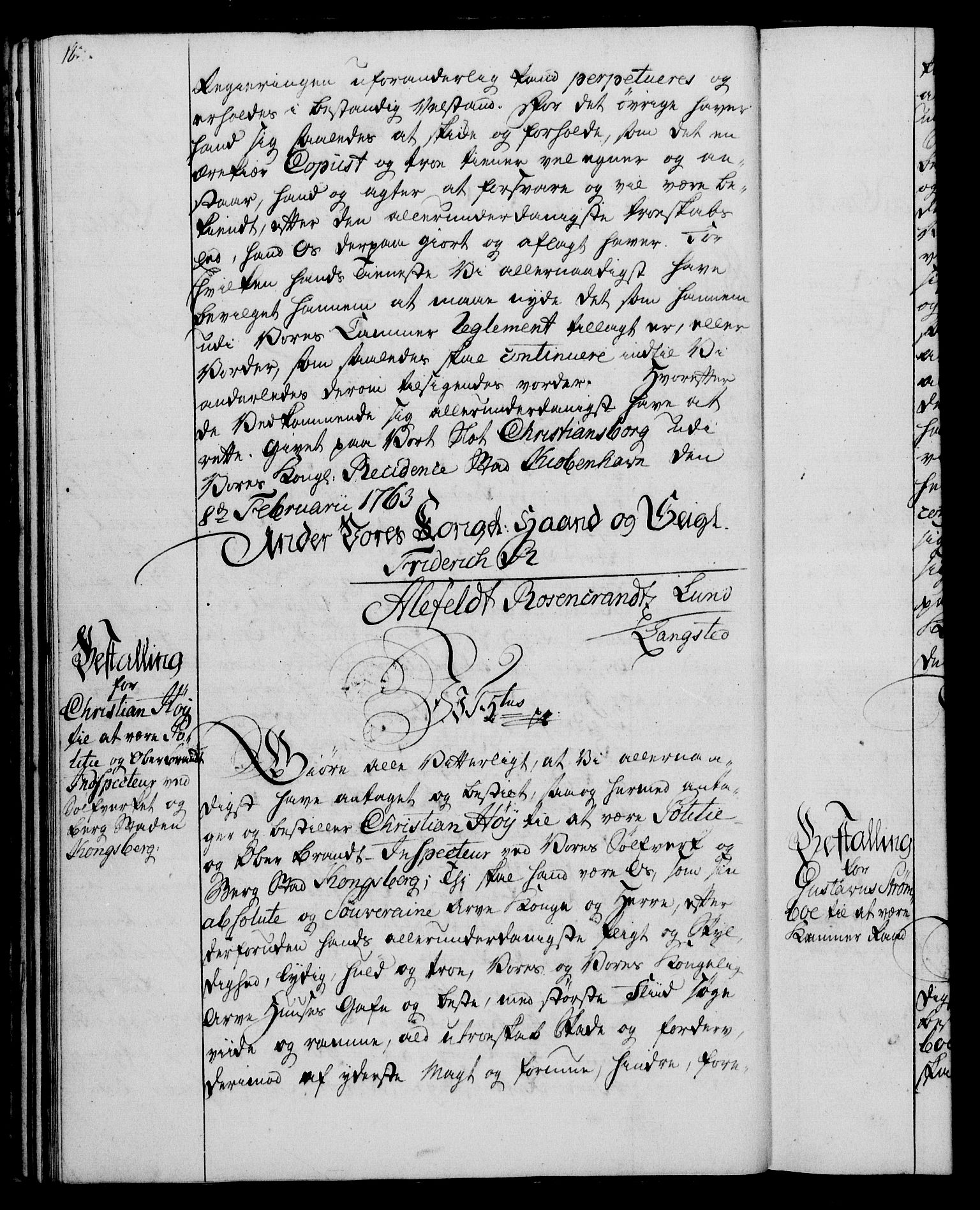 Rentekammeret, Kammerkanselliet, RA/EA-3111/G/Gg/Gge/L0004: Norsk bestallingsprotokoll med register (merket RK 53.28), 1762-1771, p. 18