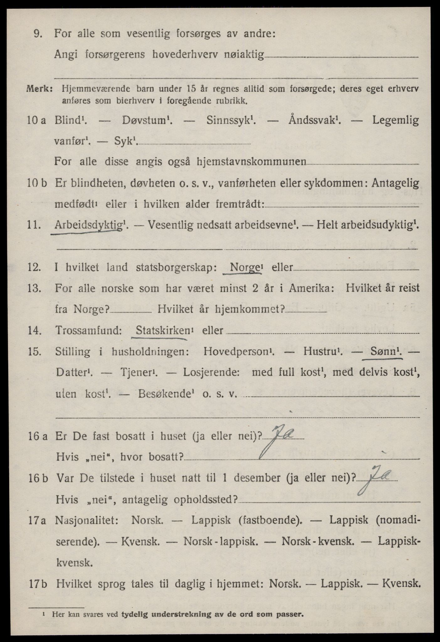 SAT, 1920 census for Ørland, 1920, p. 2650