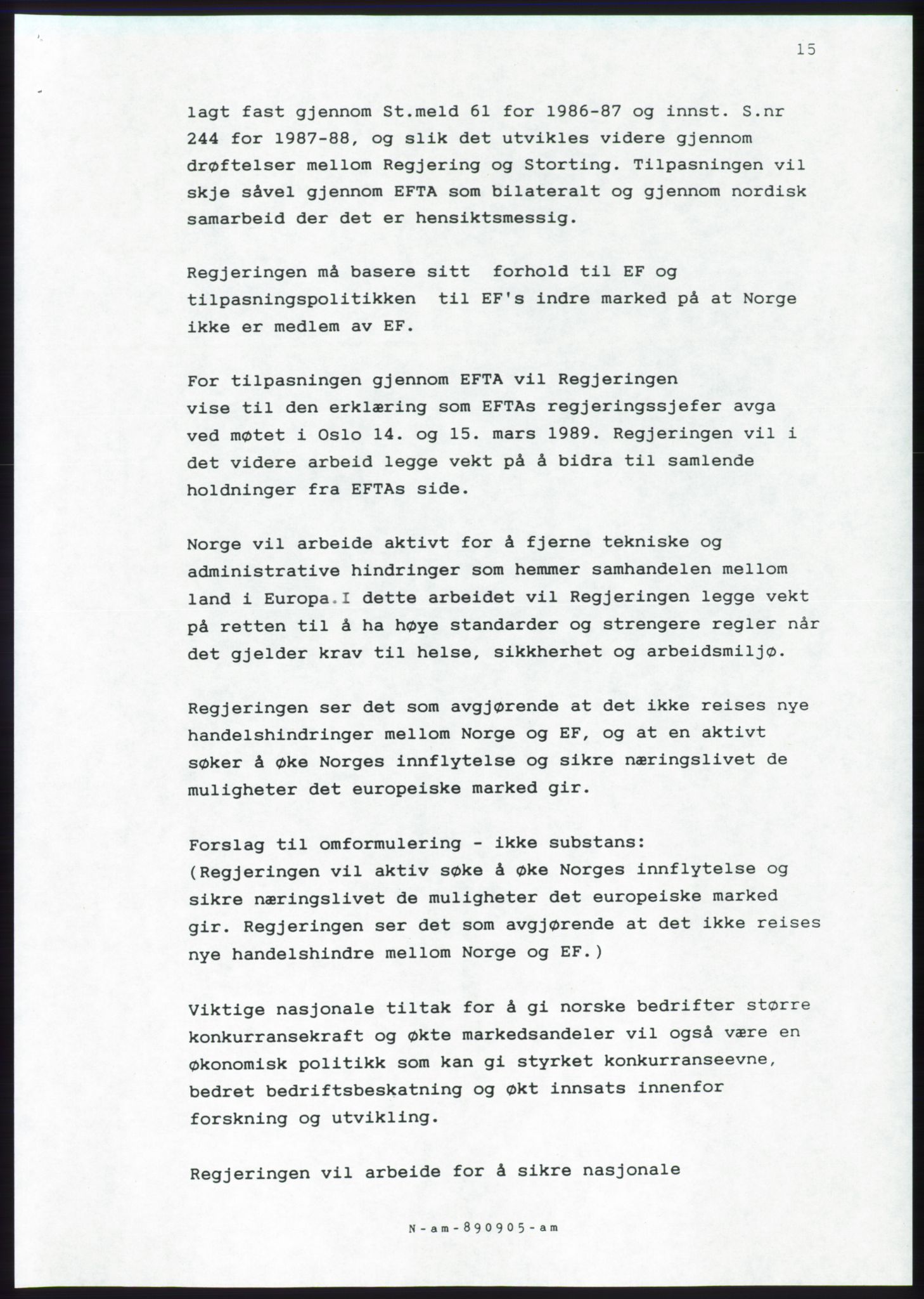 Forhandlingsmøtene 1989 mellom Høyre, KrF og Senterpartiet om dannelse av regjering, AV/RA-PA-0697/A/L0001: Forhandlingsprotokoll med vedlegg, 1989, p. 466