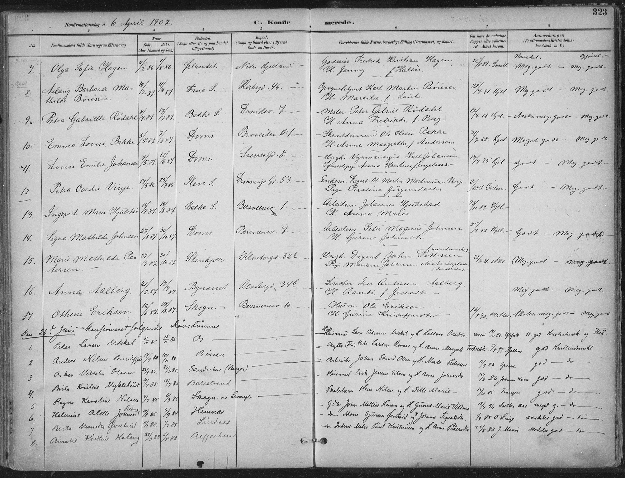 Ministerialprotokoller, klokkerbøker og fødselsregistre - Sør-Trøndelag, AV/SAT-A-1456/601/L0062: Parish register (official) no. 601A30, 1891-1911, p. 323