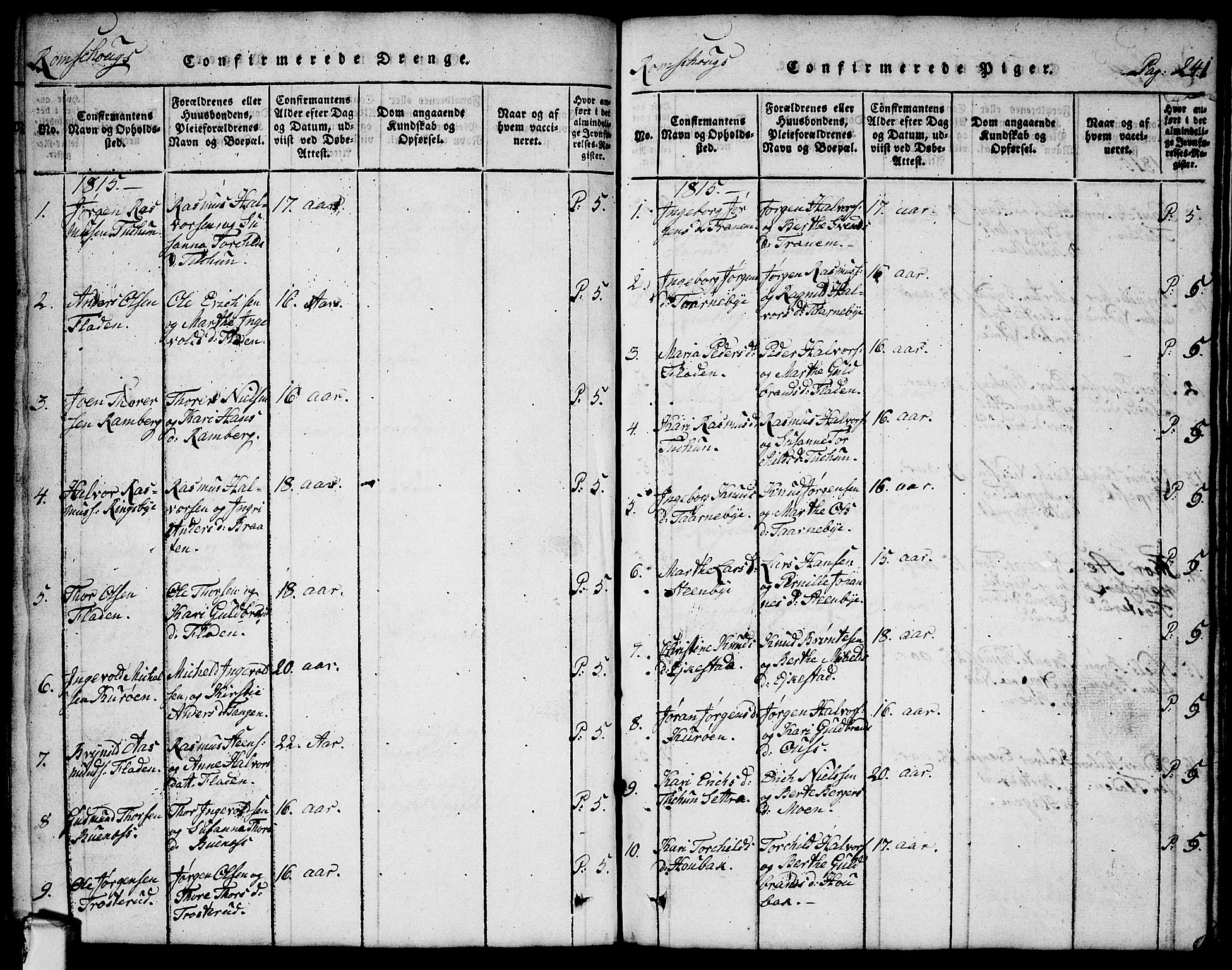 Rødenes prestekontor Kirkebøker, AV/SAO-A-2005/G/Ga/L0001: Parish register (copy) no.  I 1, 1814-1841, p. 241