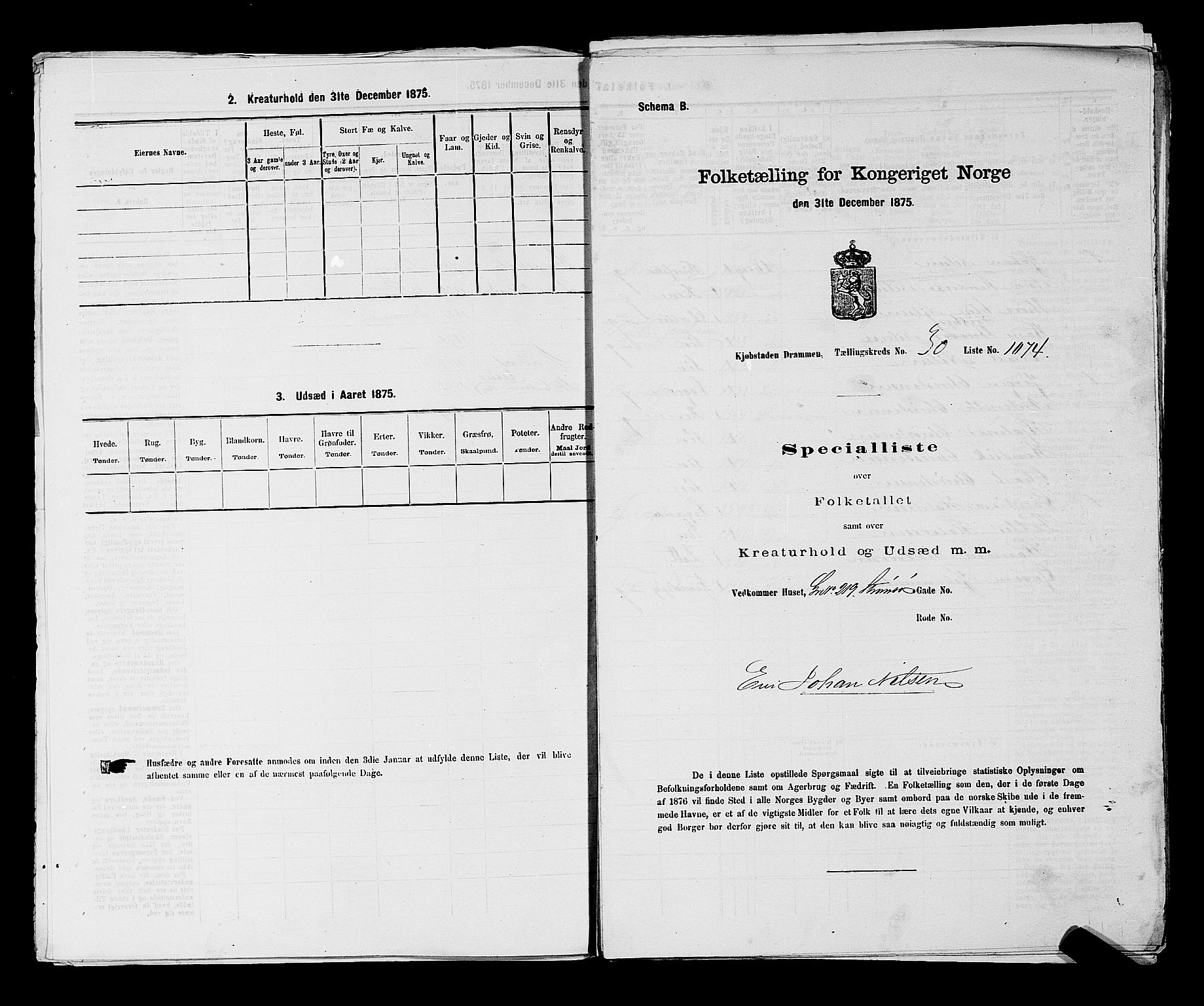 SAKO, 1875 census for 0602 Drammen, 1875, p. 2790