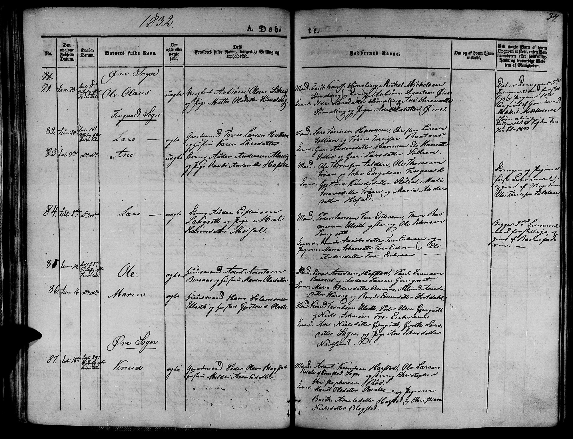 Ministerialprotokoller, klokkerbøker og fødselsregistre - Møre og Romsdal, AV/SAT-A-1454/586/L0983: Parish register (official) no. 586A09, 1829-1843, p. 34