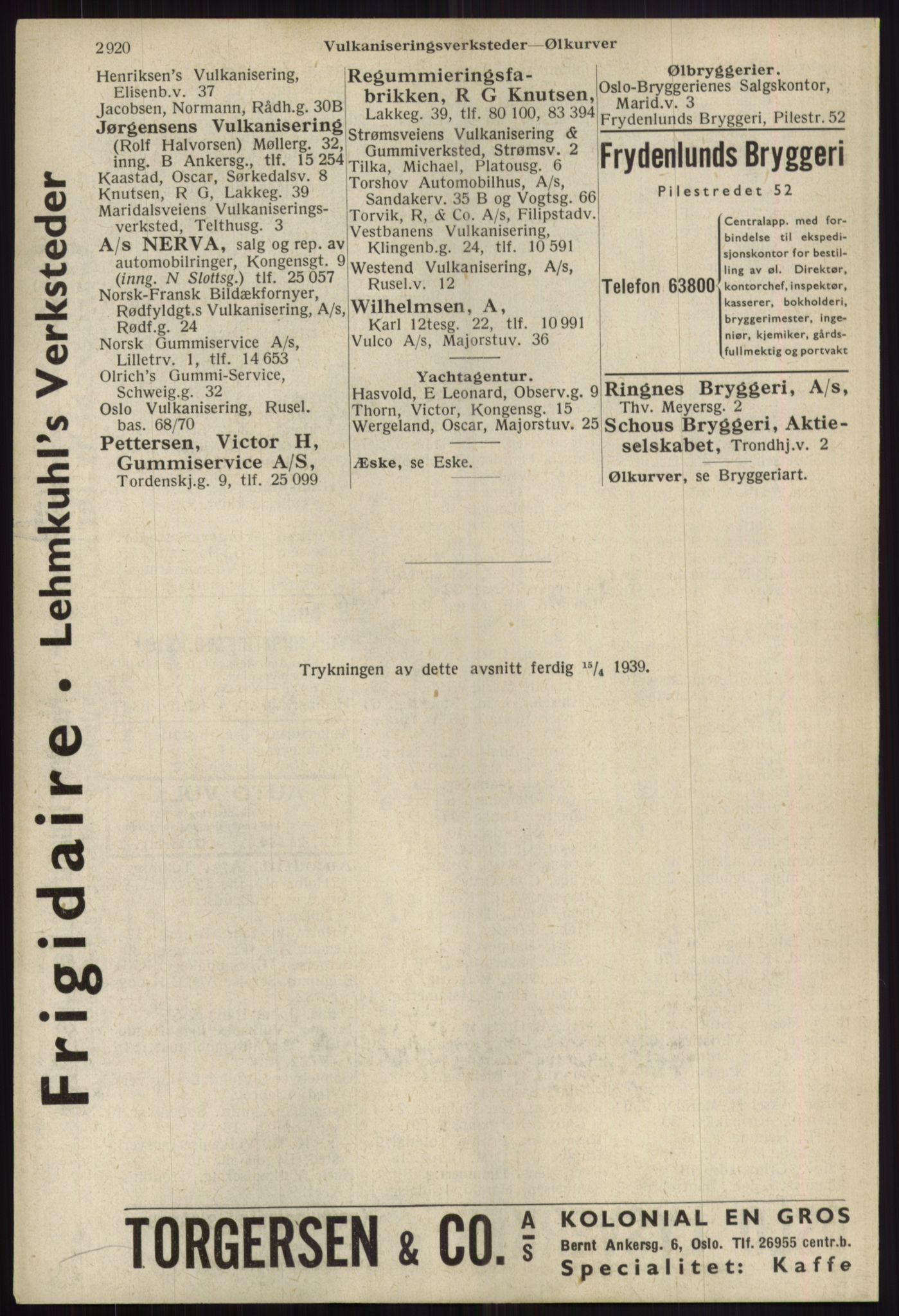 Kristiania/Oslo adressebok, PUBL/-, 1939, p. 2920