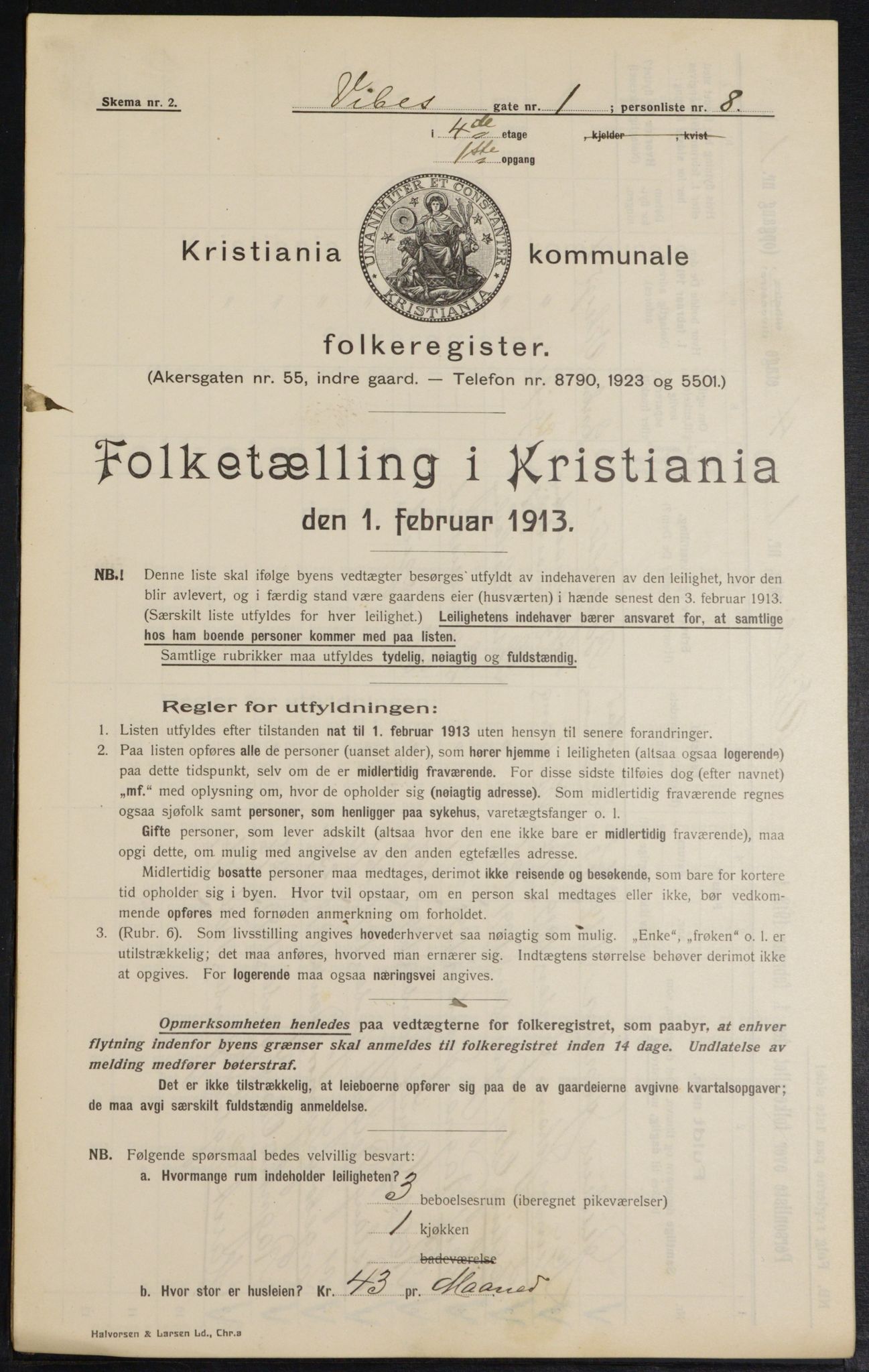 OBA, Municipal Census 1913 for Kristiania, 1913, p. 122438