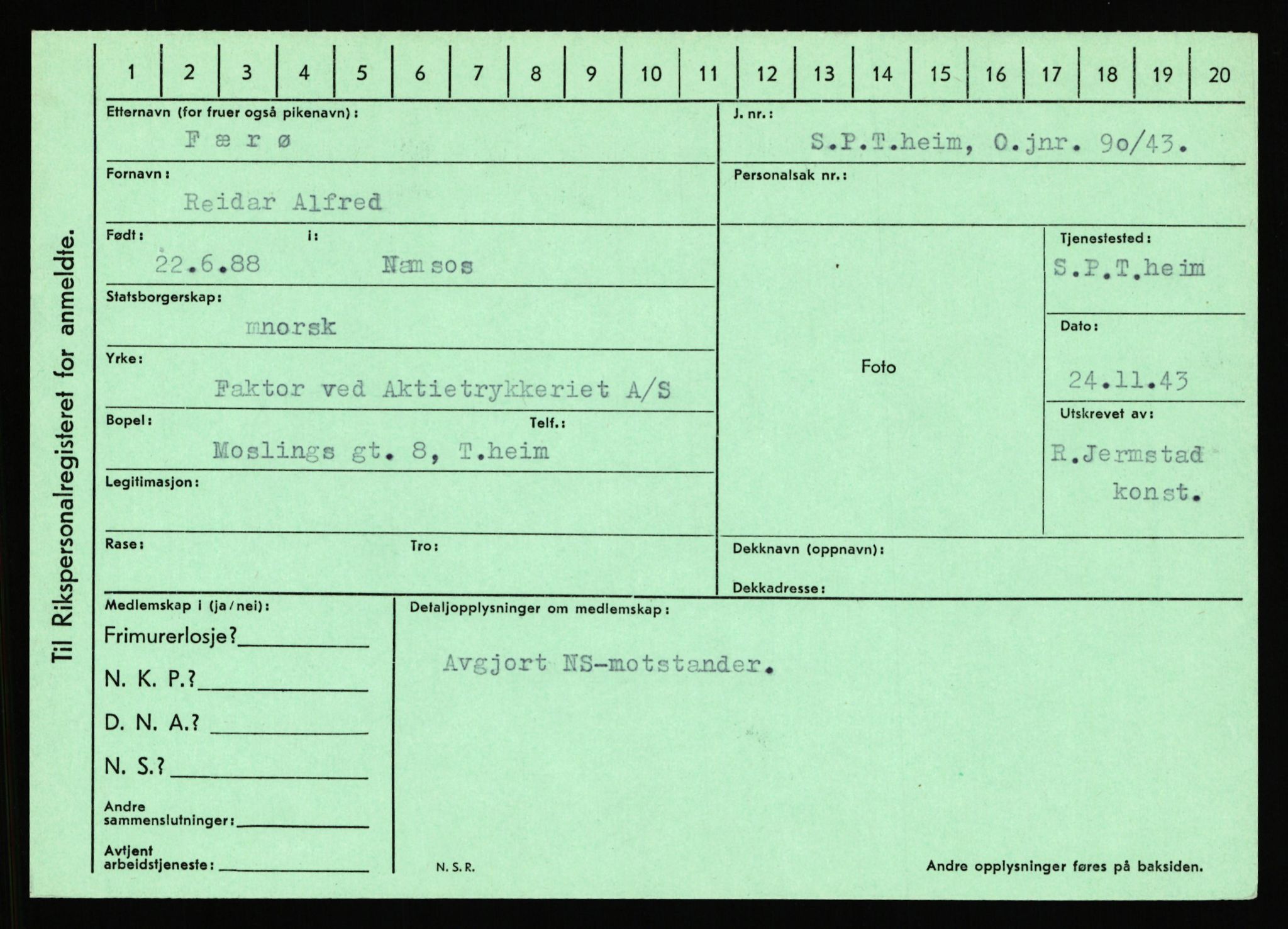 Statspolitiet - Hovedkontoret / Osloavdelingen, AV/RA-S-1329/C/Ca/L0005: Furali - Hamula, 1943-1945, p. 166