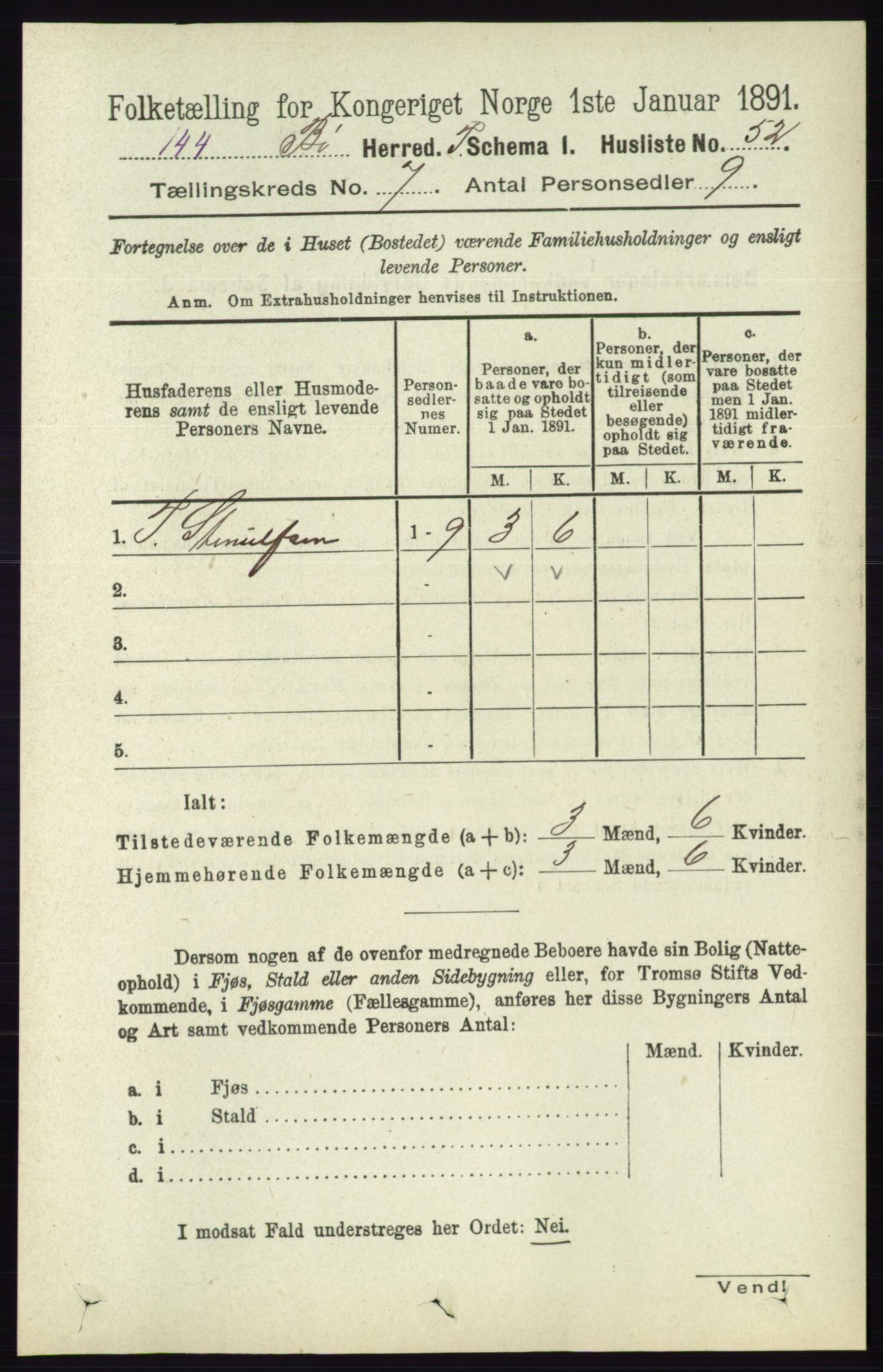 RA, 1891 census for 0821 Bø, 1891, p. 2196