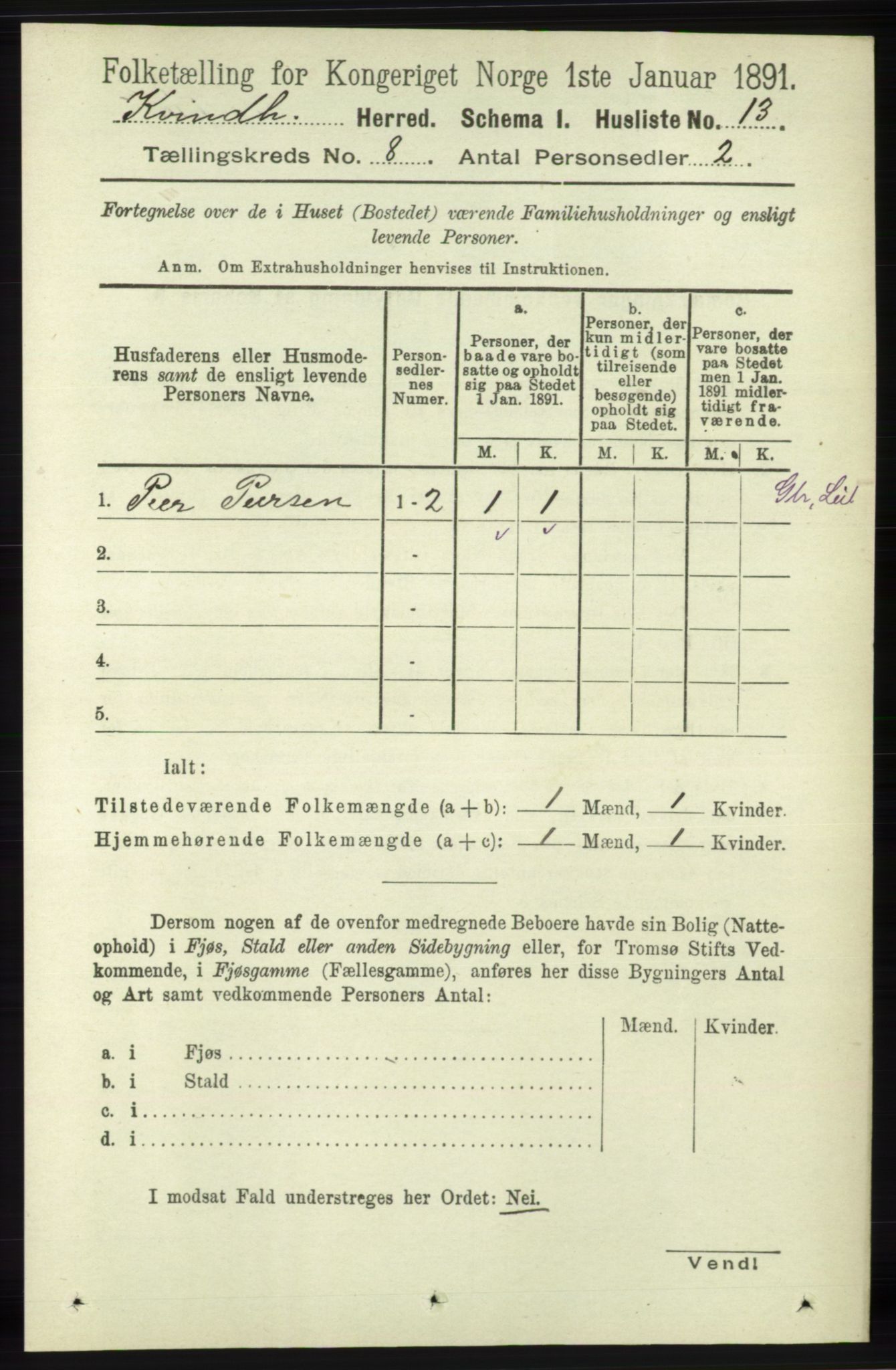 RA, 1891 census for 1224 Kvinnherad, 1891, p. 2934