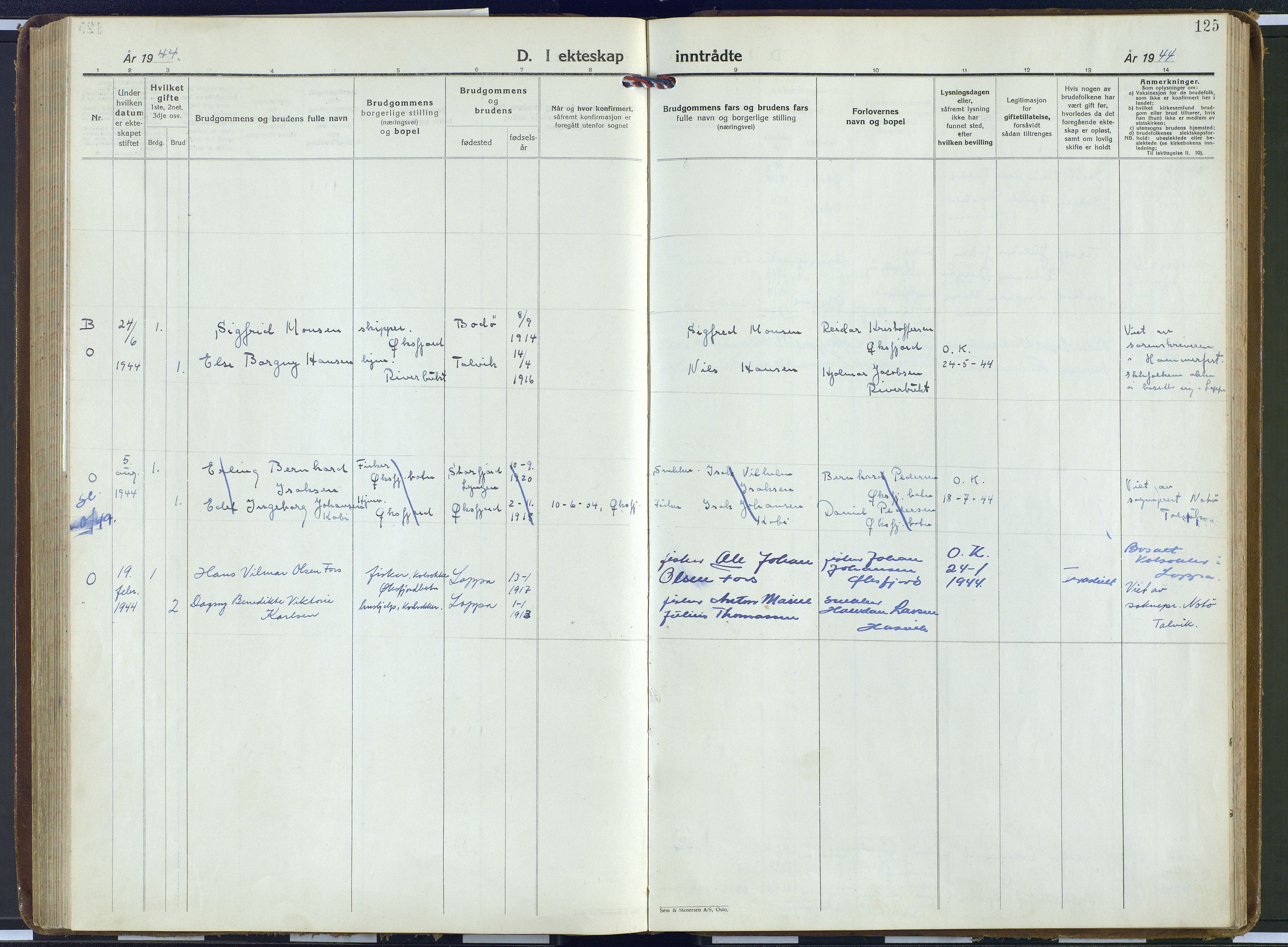 Loppa sokneprestkontor, AV/SATØ-S-1339/H/Ha/L0016kirke: Parish register (official) no. 16, 1942-1952, p. 125