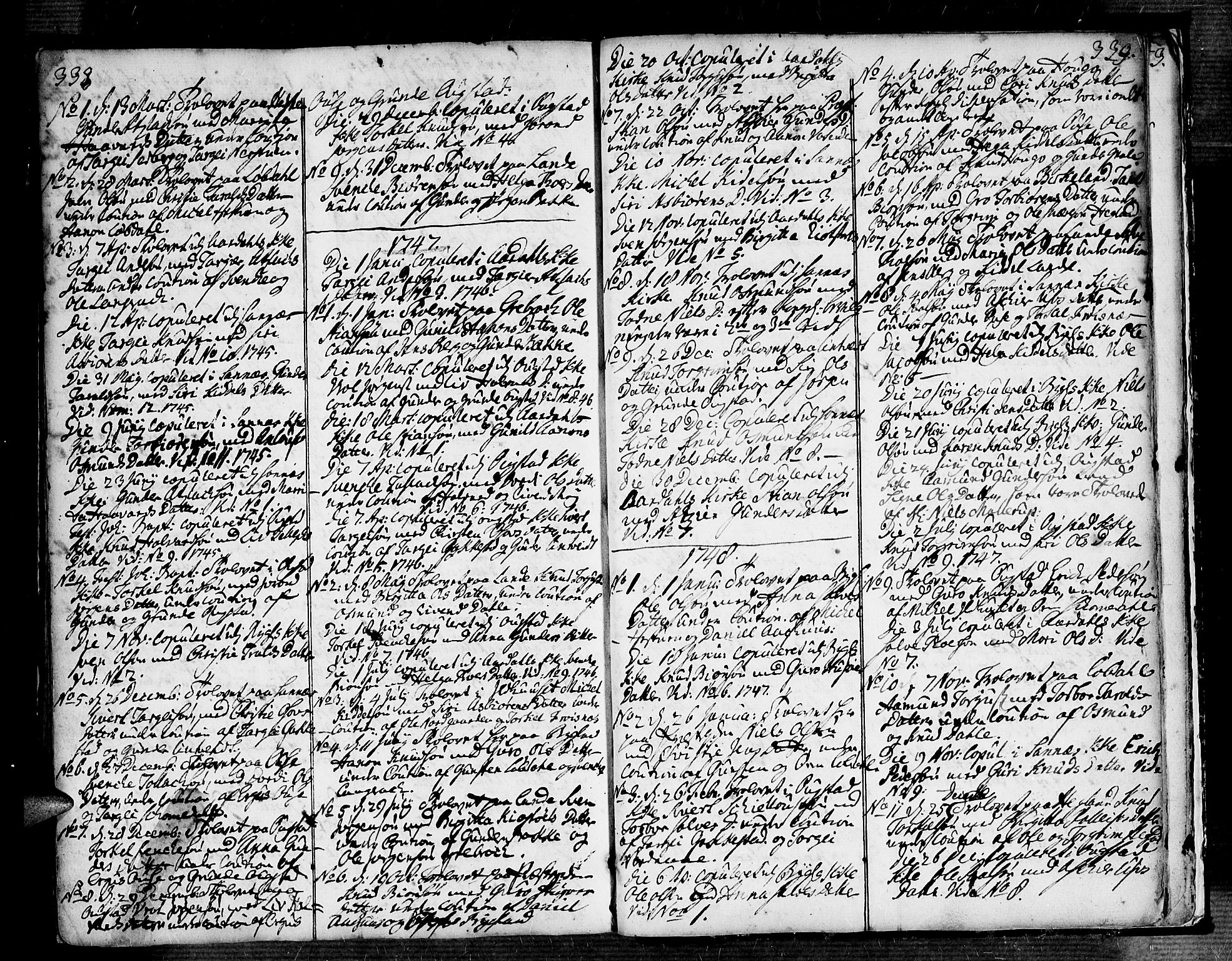 Bygland sokneprestkontor, SAK/1111-0006/F/Fa/Fab/L0001: Parish register (official) no. A 1, 1725-1766, p. 338-339
