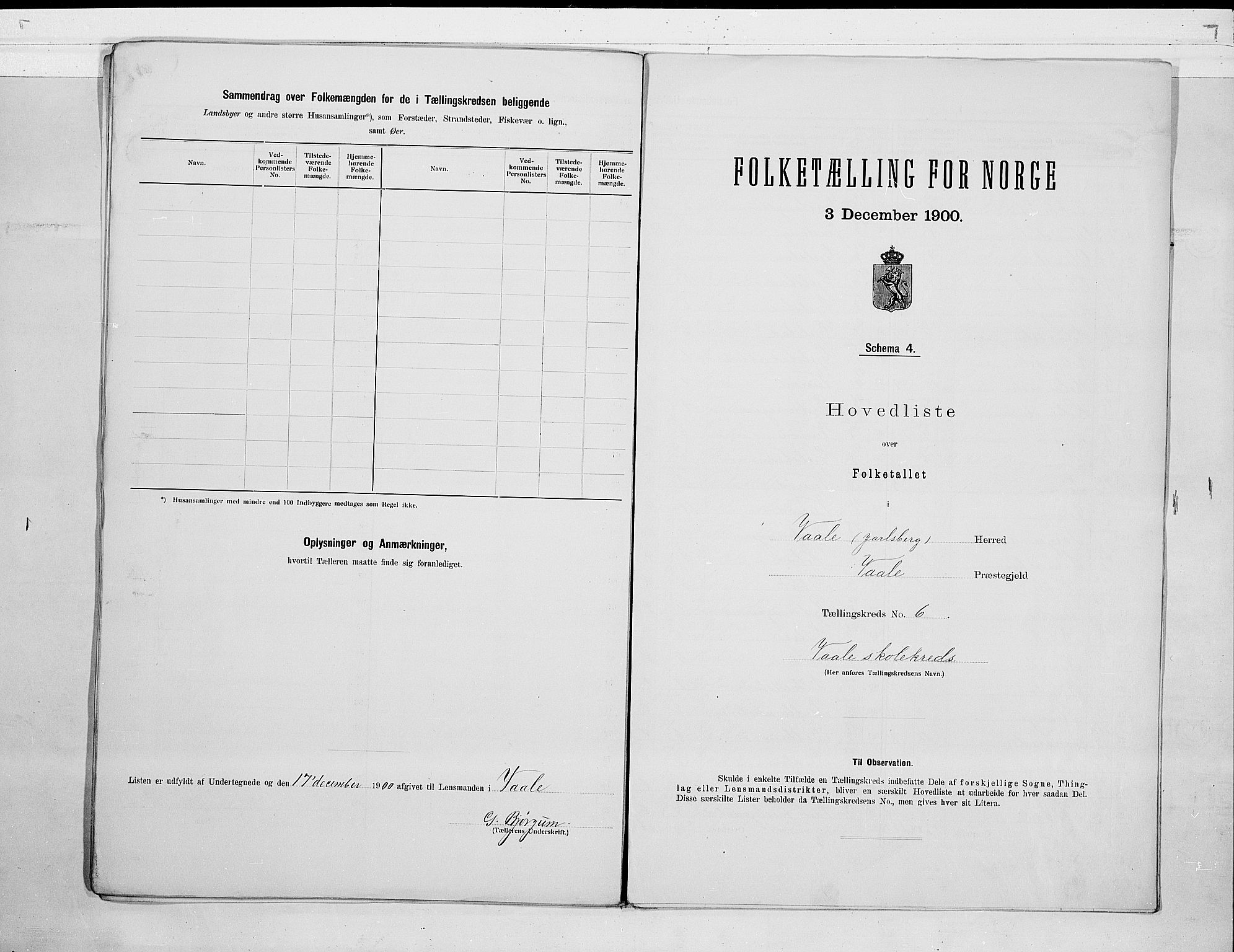 RA, 1900 census for Våle, 1900, p. 16