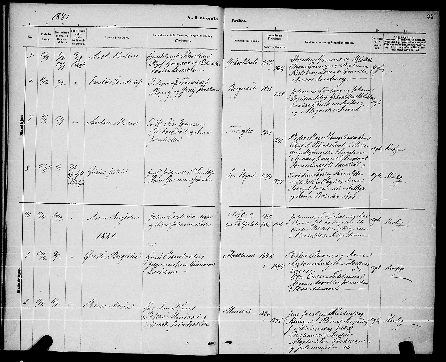 Ministerialprotokoller, klokkerbøker og fødselsregistre - Nord-Trøndelag, SAT/A-1458/723/L0256: Parish register (copy) no. 723C04, 1879-1890, p. 24
