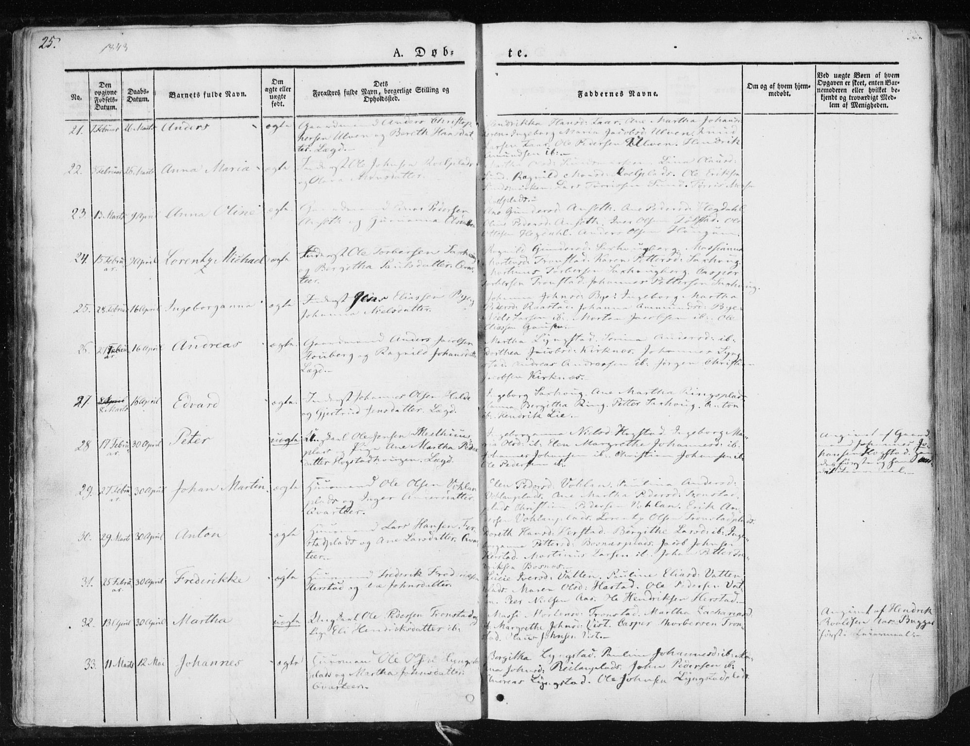 Ministerialprotokoller, klokkerbøker og fødselsregistre - Nord-Trøndelag, AV/SAT-A-1458/730/L0280: Parish register (official) no. 730A07 /1, 1840-1854, p. 25