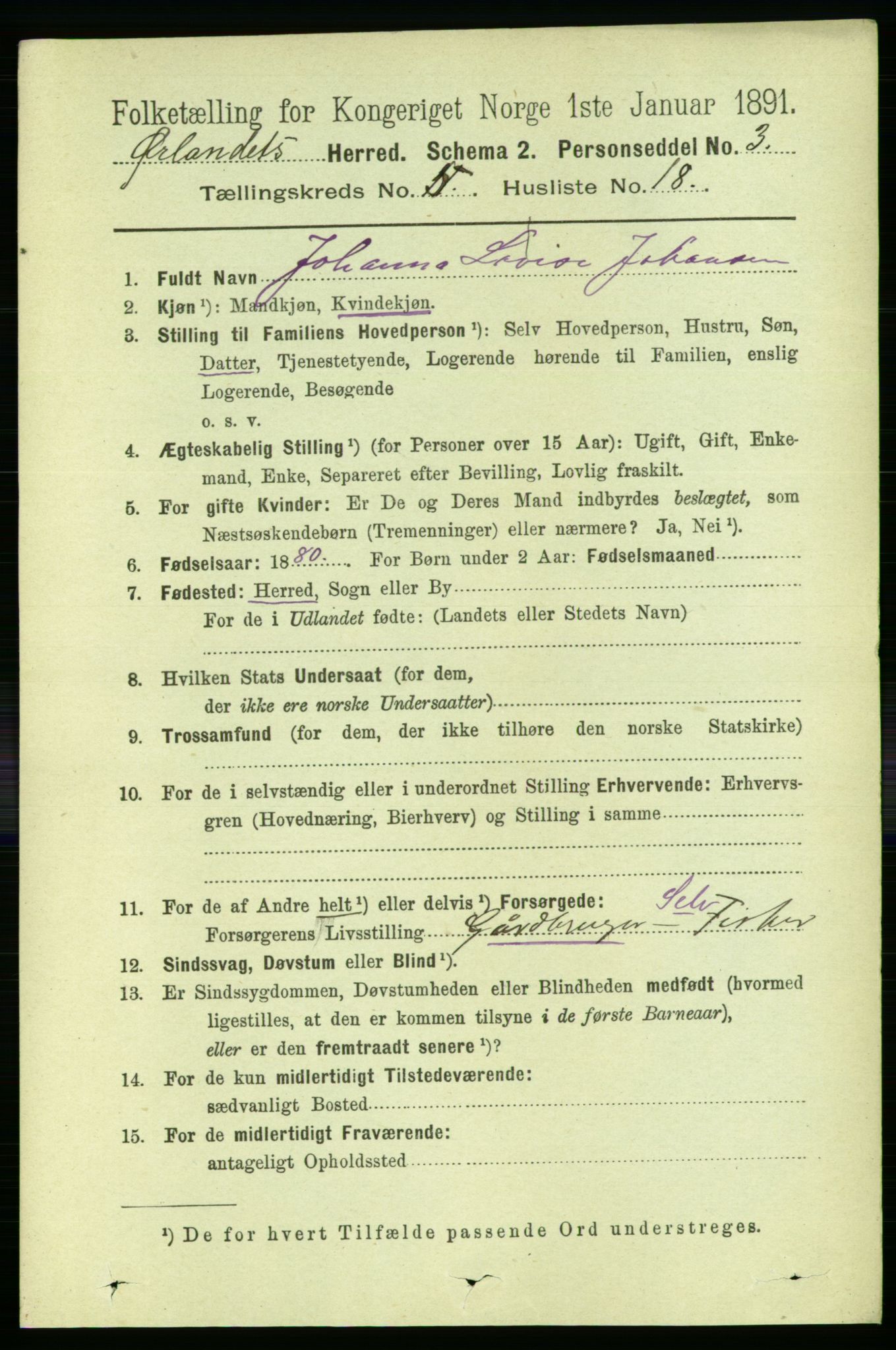 RA, 1891 census for 1621 Ørland, 1891, p. 1750