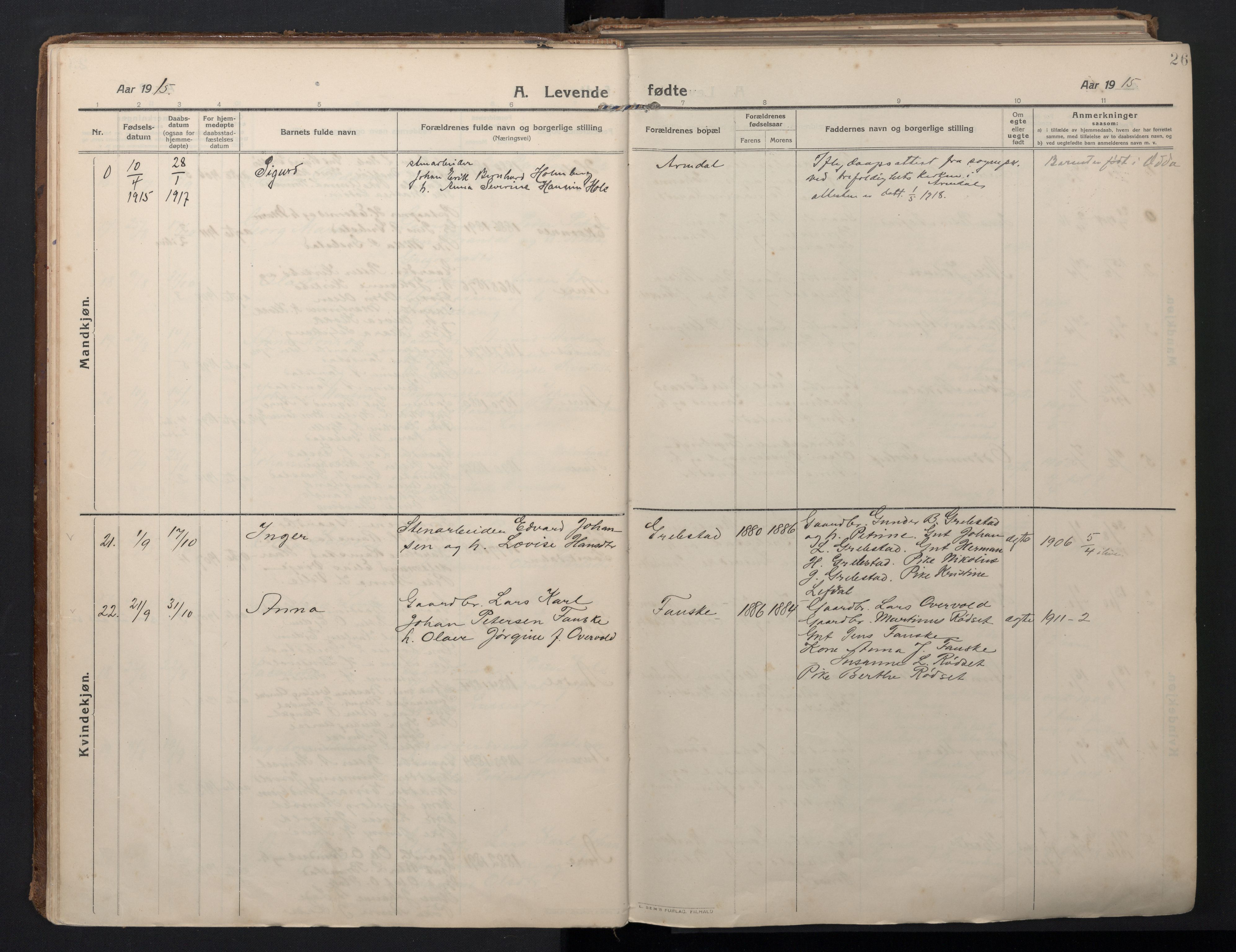 Ministerialprotokoller, klokkerbøker og fødselsregistre - Møre og Romsdal, AV/SAT-A-1454/523/L0337: Parish register (official) no. 523A04, 1911-1929, p. 26