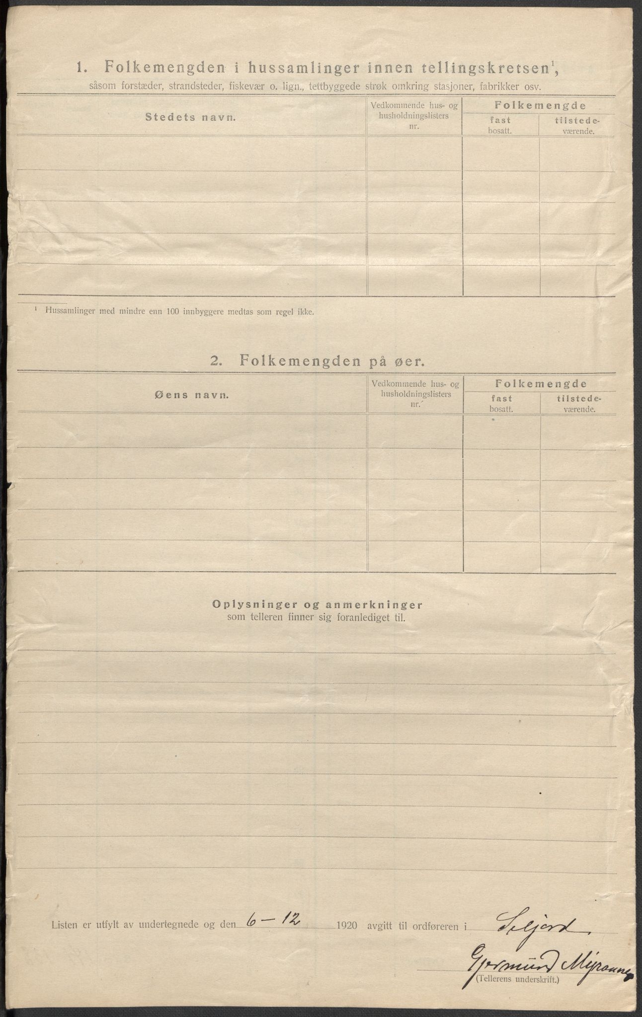 SAKO, 1920 census for Seljord, 1920, p. 8