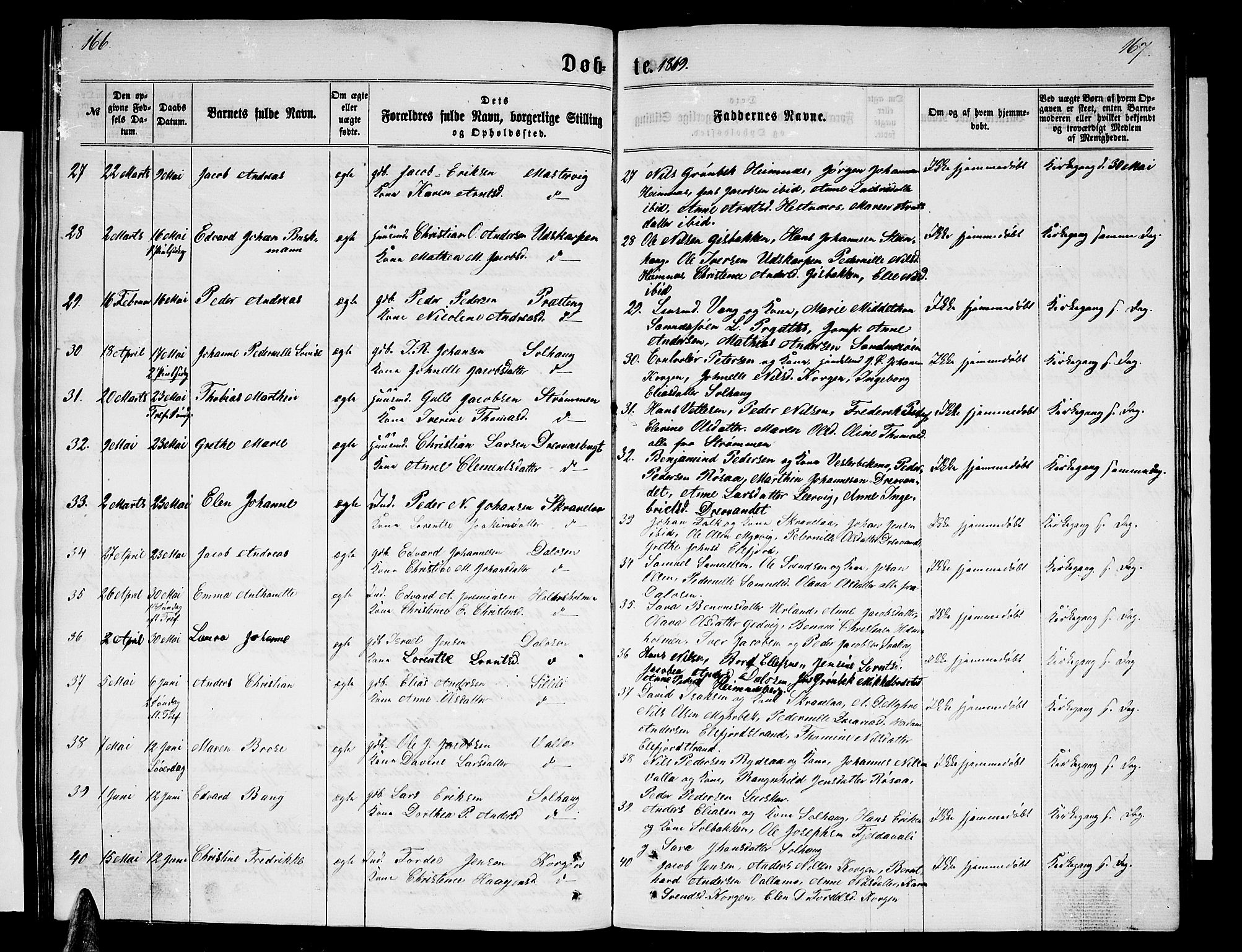 Ministerialprotokoller, klokkerbøker og fødselsregistre - Nordland, SAT/A-1459/825/L0365: Parish register (copy) no. 825C02, 1858-1873, p. 166-167