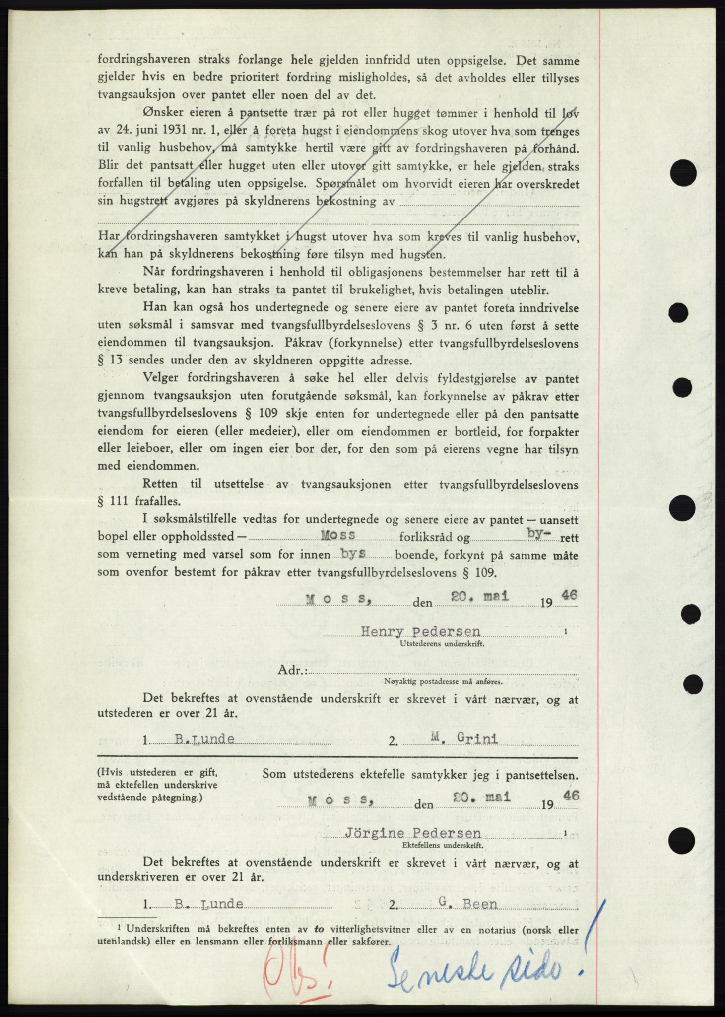 Moss sorenskriveri, SAO/A-10168: Mortgage book no. B15, 1946-1946, Diary no: : 1148/1946