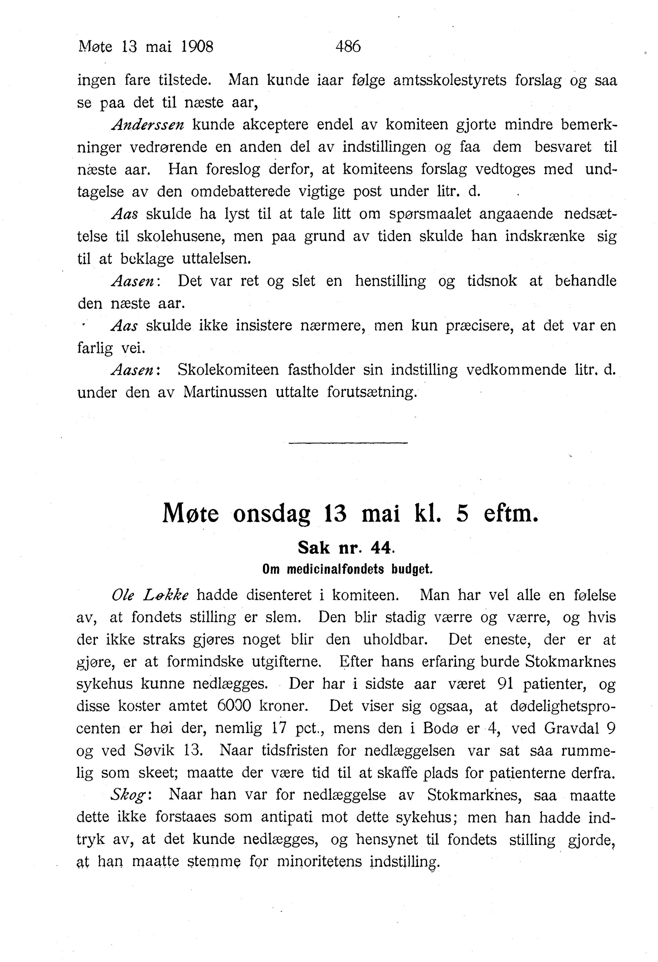 Nordland Fylkeskommune. Fylkestinget, AIN/NFK-17/176/A/Ac/L0031: Fylkestingsforhandlinger 1908, 1908