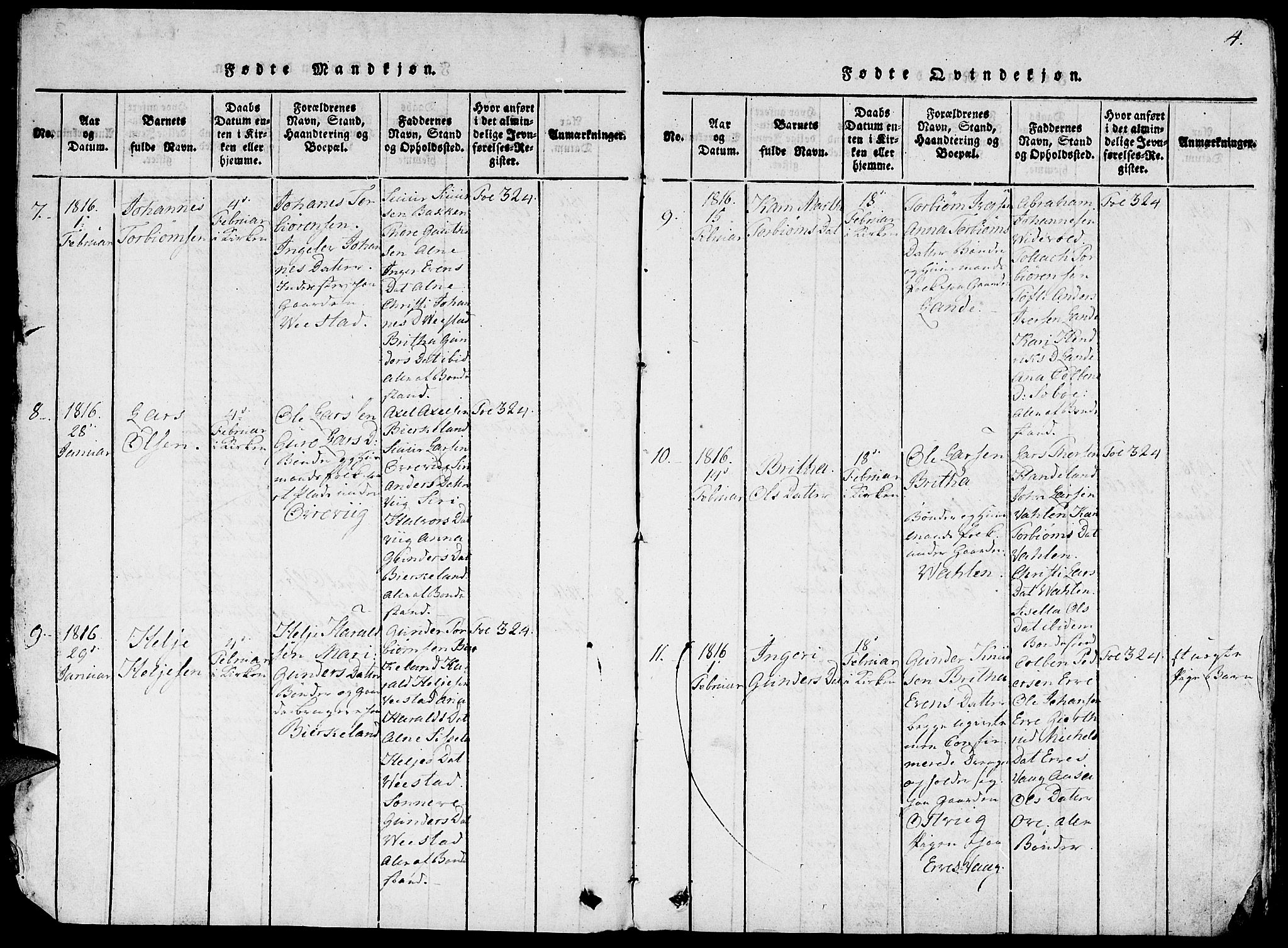 Fjelberg sokneprestembete, AV/SAB-A-75201/H/Haa: Parish register (official) no. A 4, 1816-1822, p. 4