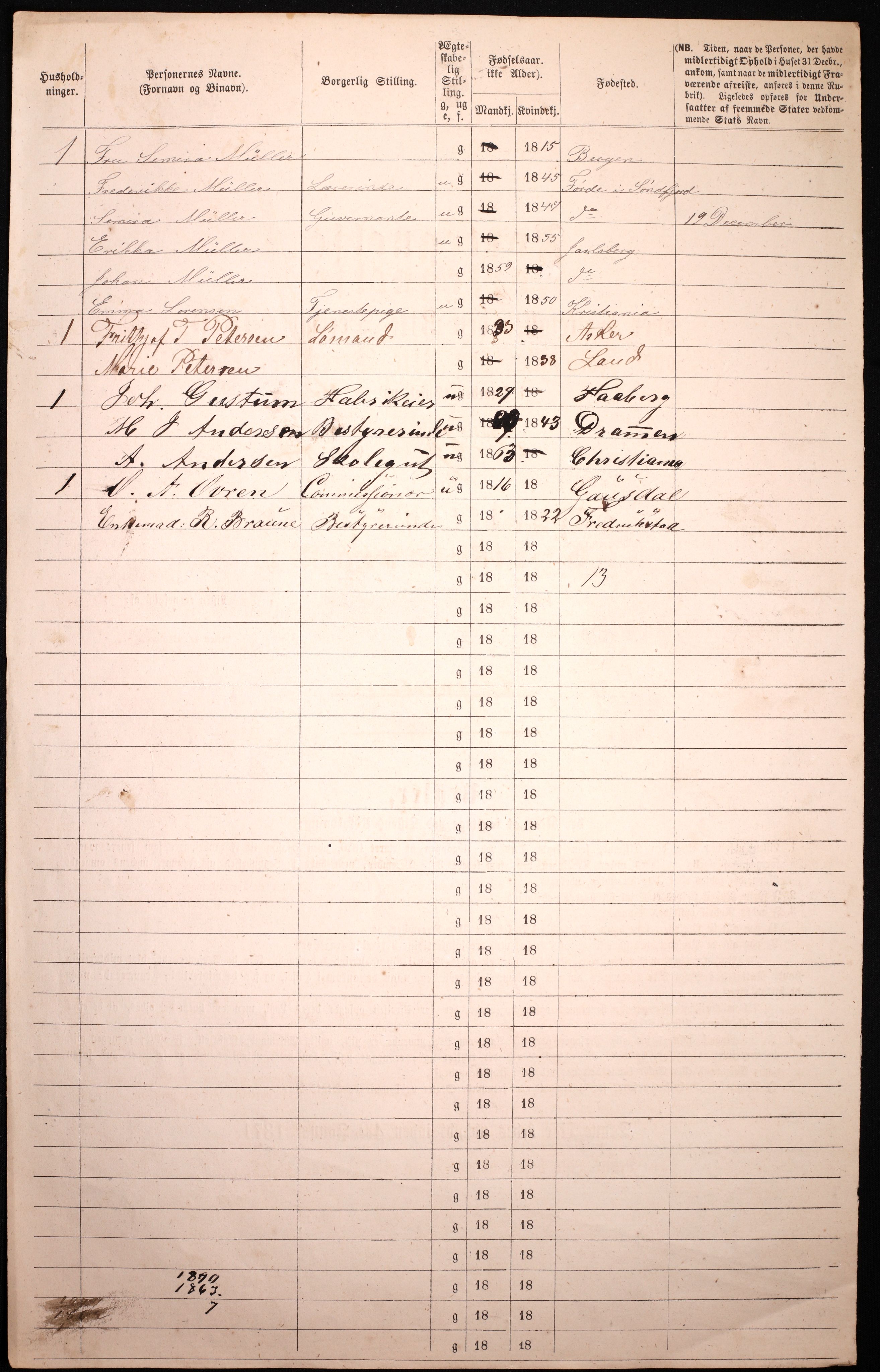 RA, 1870 census for 0301 Kristiania, 1870, p. 2632