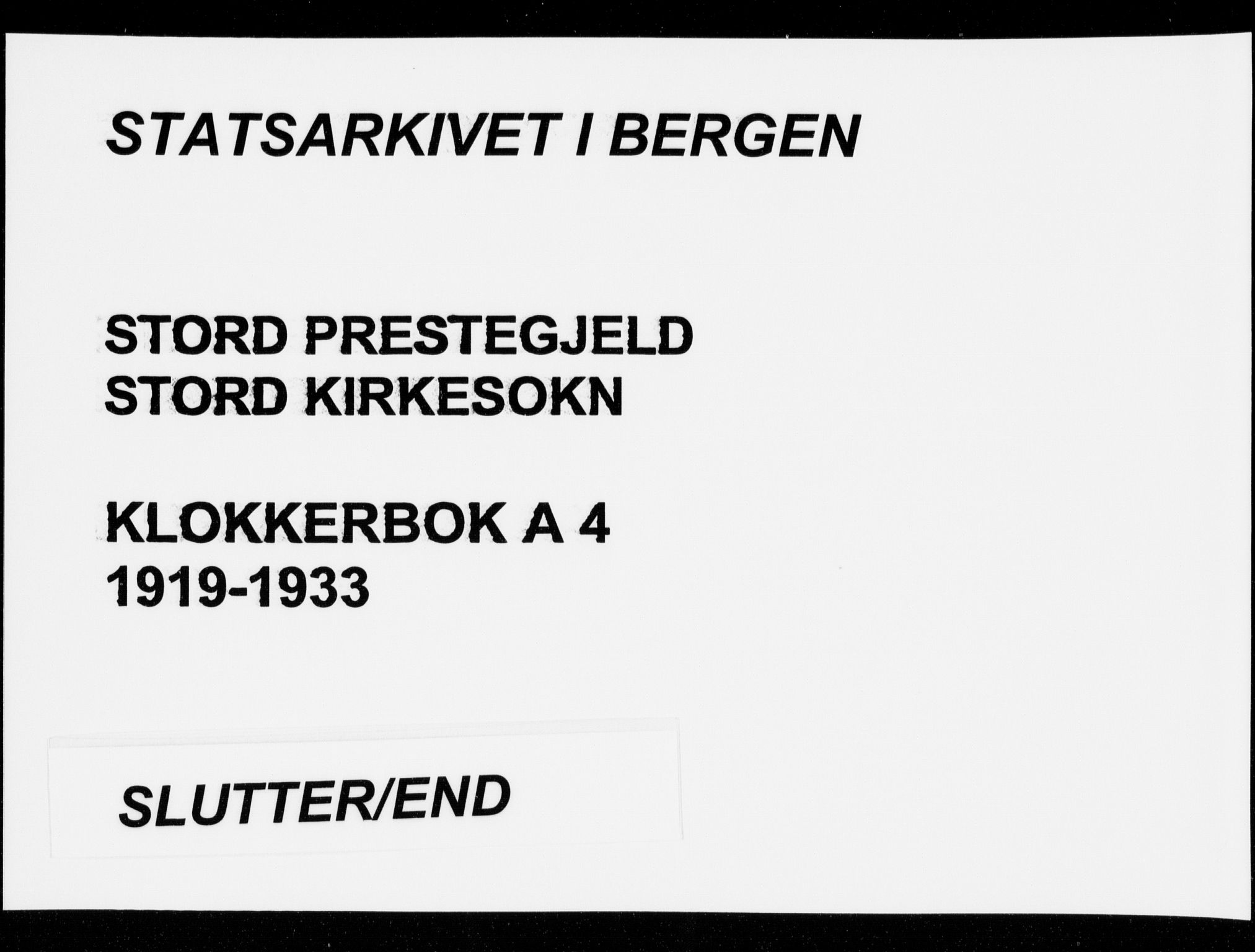 Stord sokneprestembete, AV/SAB-A-78201/H/Hab: Parish register (copy) no. A 4, 1919-1933