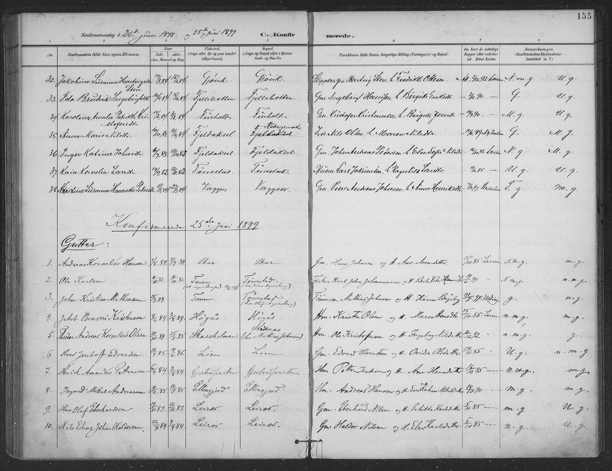 Ministerialprotokoller, klokkerbøker og fødselsregistre - Nordland, AV/SAT-A-1459/863/L0899: Parish register (official) no. 863A11, 1897-1906, p. 155