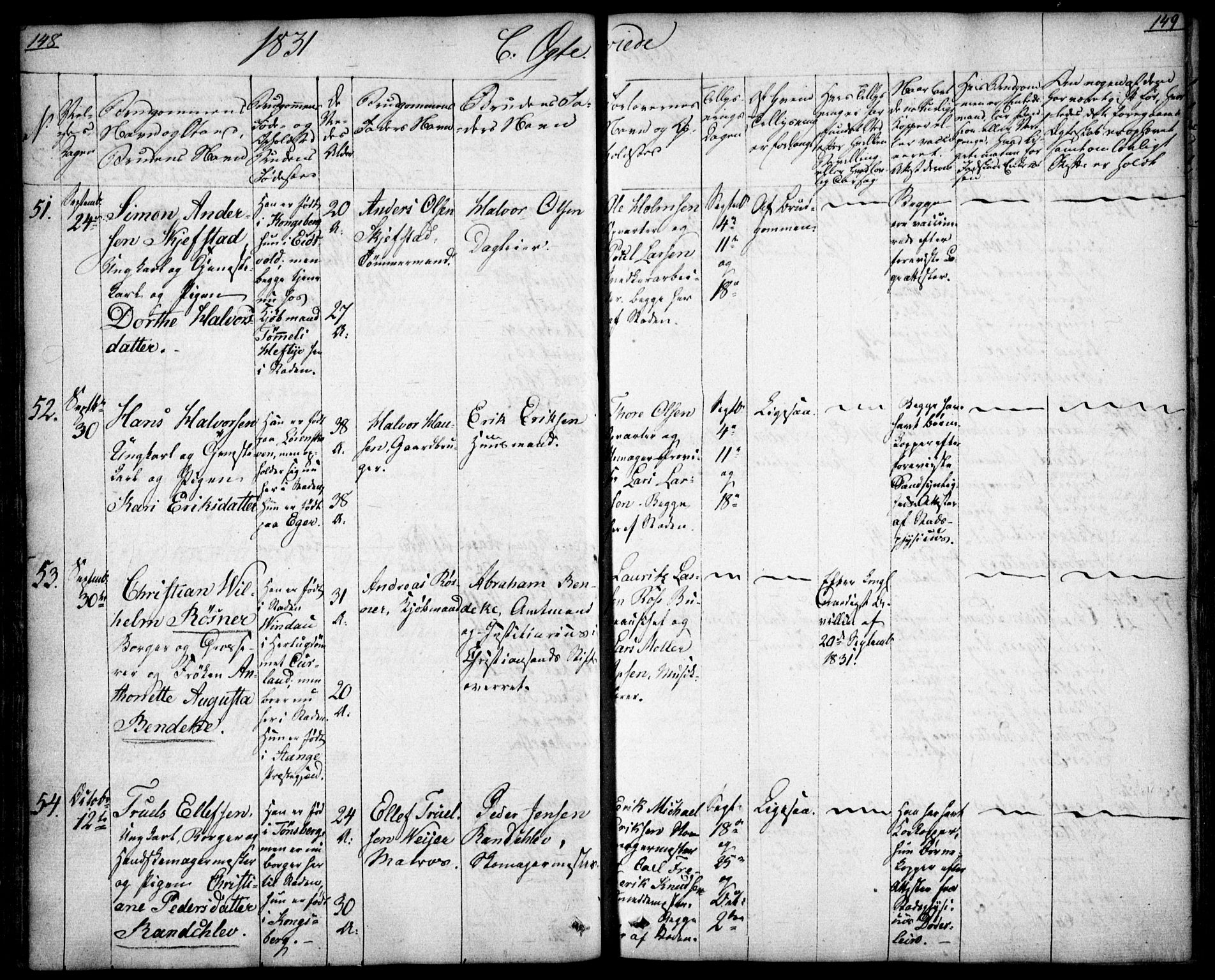 Oslo domkirke Kirkebøker, AV/SAO-A-10752/F/Fa/L0019: Parish register (official) no. 19, 1828-1847, p. 148-149