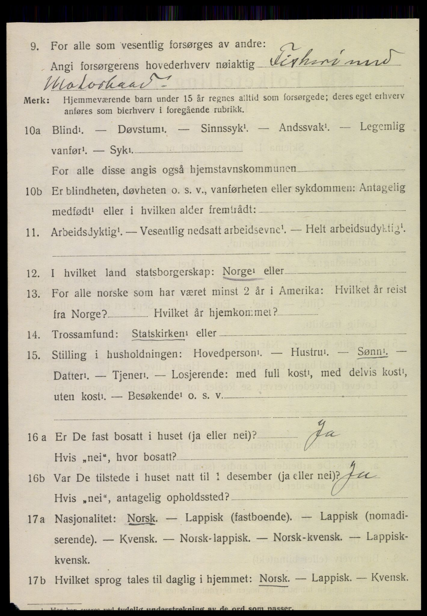 SAT, 1920 census for Vik, 1920, p. 3572