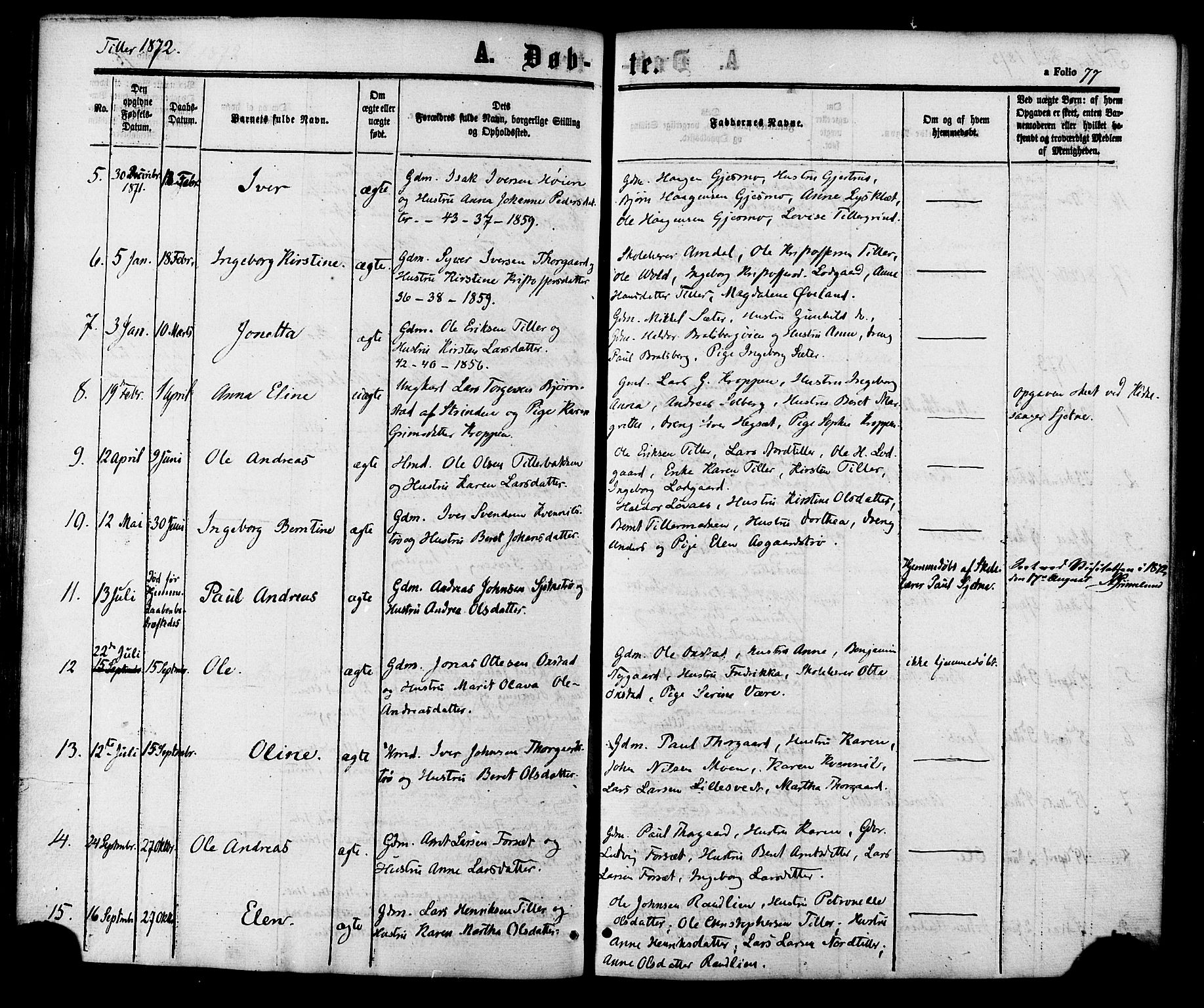 Ministerialprotokoller, klokkerbøker og fødselsregistre - Sør-Trøndelag, SAT/A-1456/618/L0443: Parish register (official) no. 618A06 /2, 1863-1879, p. 77