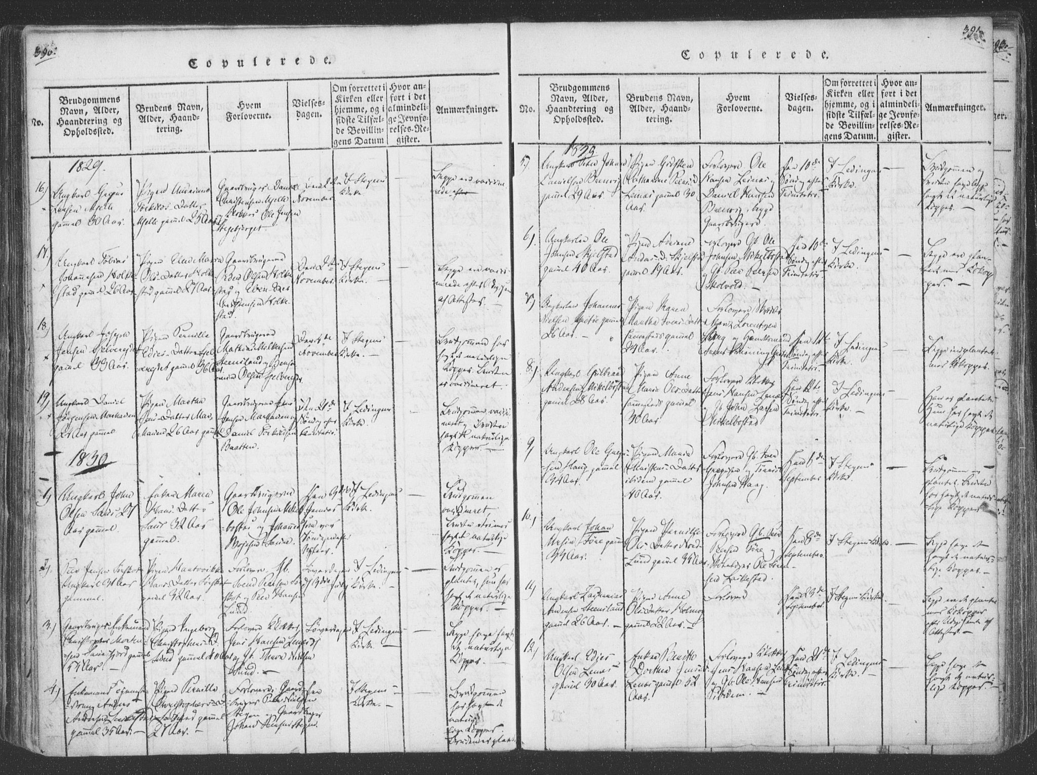 Ministerialprotokoller, klokkerbøker og fødselsregistre - Nordland, SAT/A-1459/855/L0798: Parish register (official) no. 855A06, 1821-1835, p. 390-391