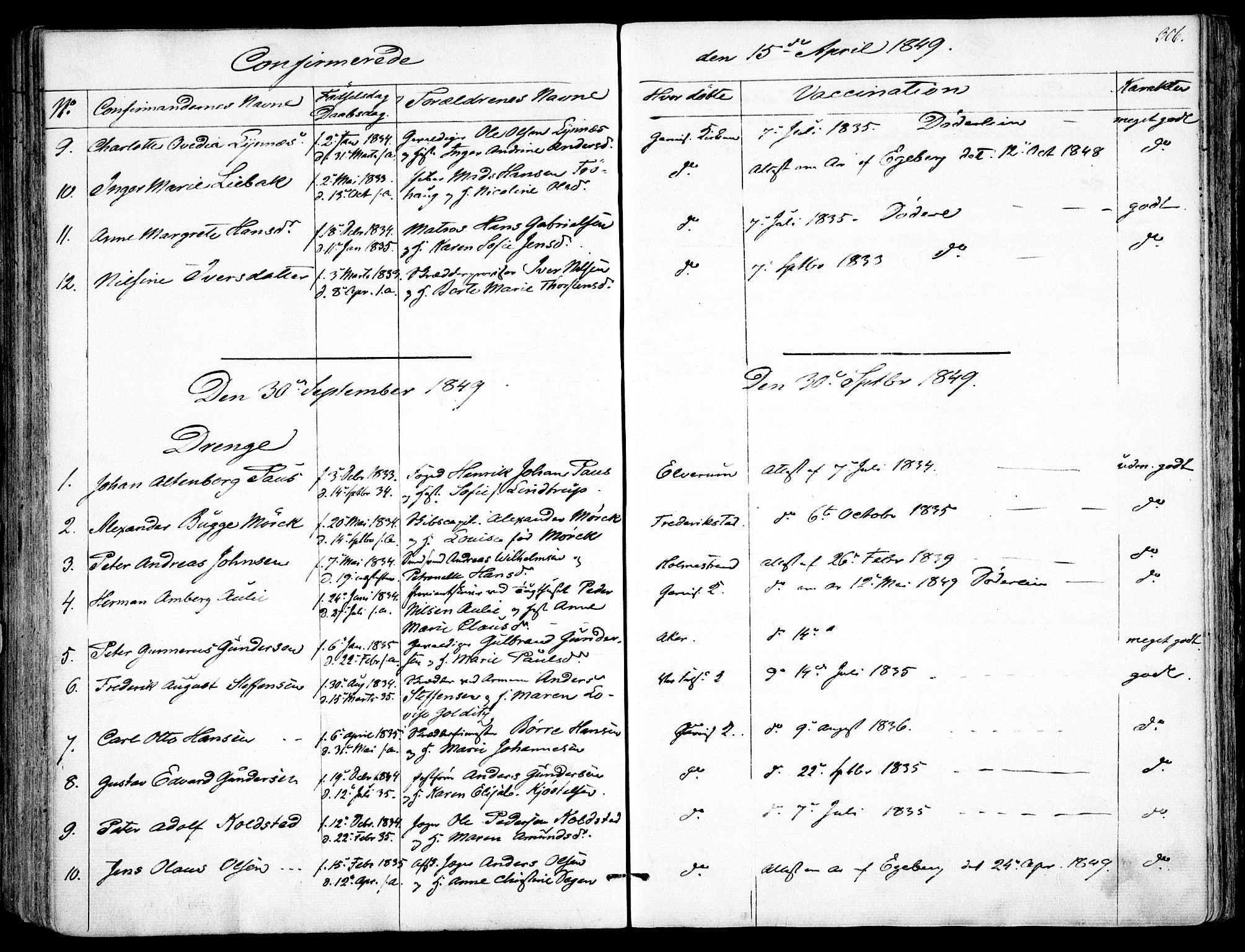 Garnisonsmenigheten Kirkebøker, AV/SAO-A-10846/F/Fa/L0008: Parish register (official) no. 8, 1842-1859, p. 306