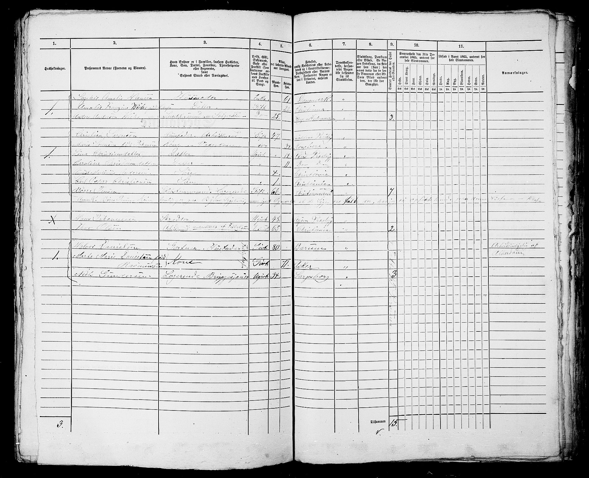 RA, 1865 census for Kristiania, 1865, p. 1043