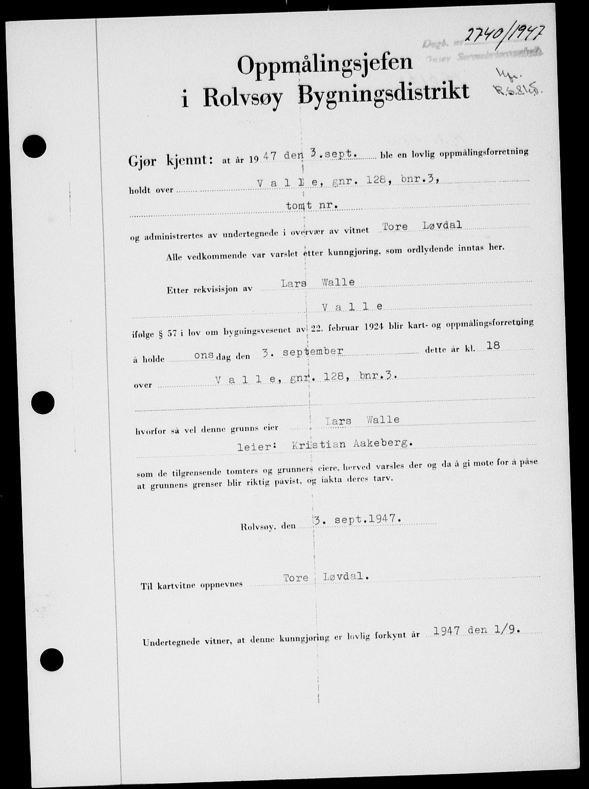 Onsøy sorenskriveri, SAO/A-10474/G/Ga/Gab/L0021: Mortgage book no. II A-21, 1947-1947, Diary no: : 2740/1947