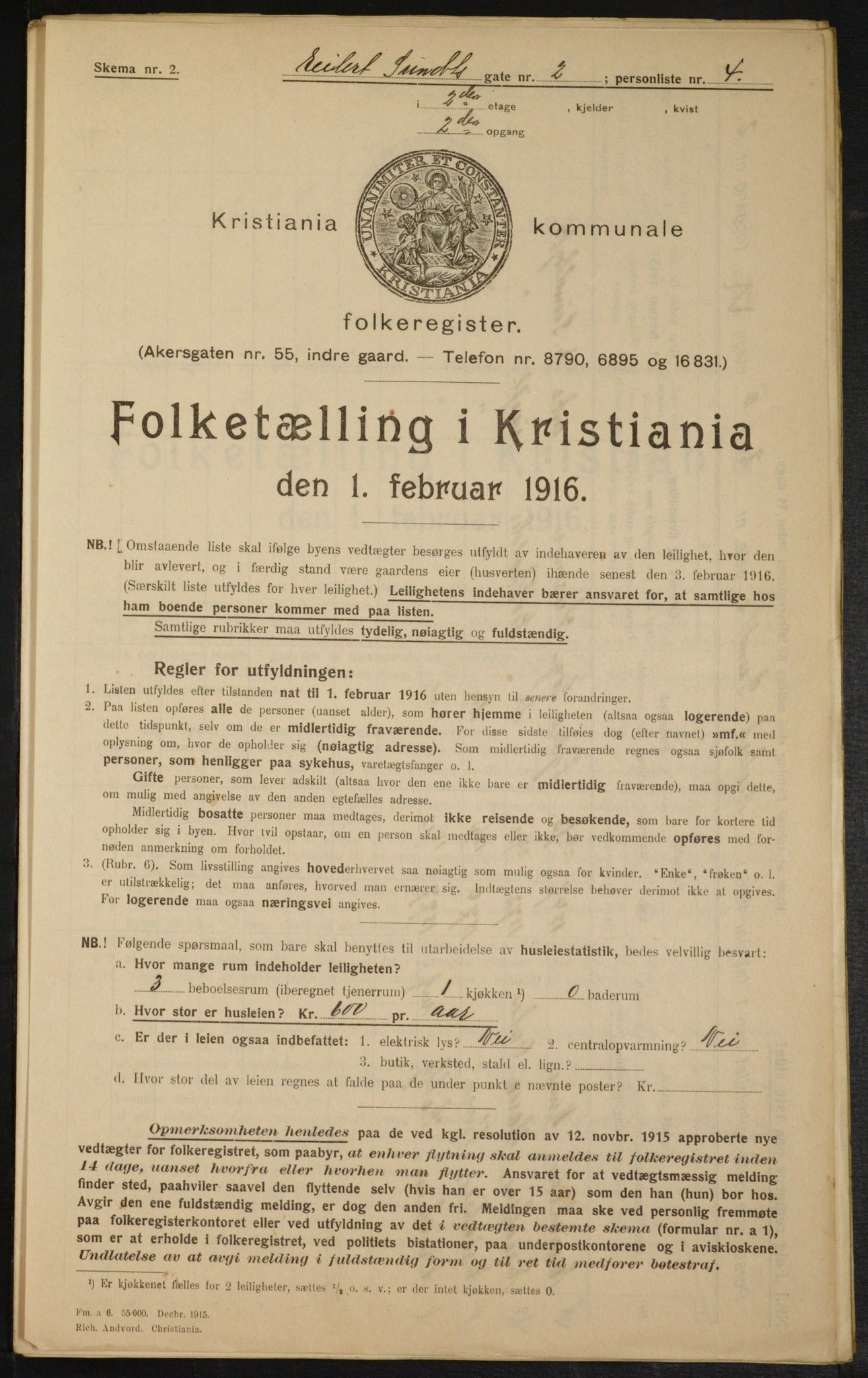 OBA, Municipal Census 1916 for Kristiania, 1916, p. 19189