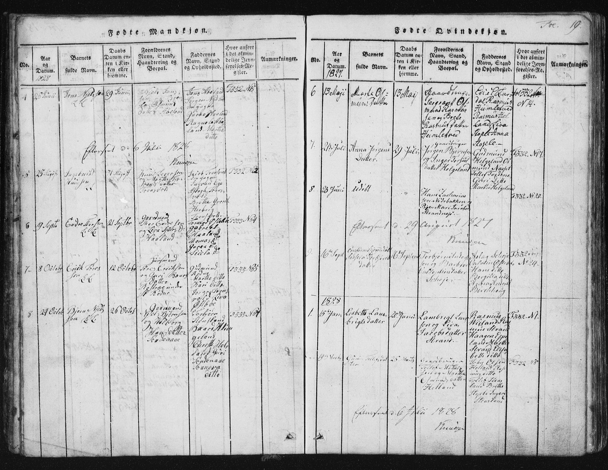 Vikedal sokneprestkontor, AV/SAST-A-101840/01/V: Parish register (copy) no. B 2, 1816-1863, p. 19