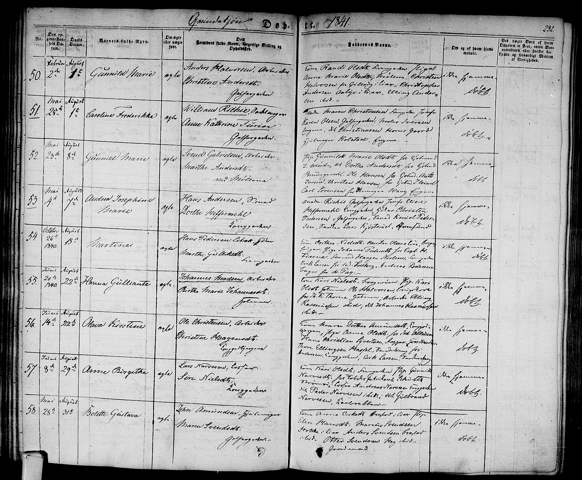 Bragernes kirkebøker, SAKO/A-6/F/Fb/L0001: Parish register (official) no. II 1, 1830-1847, p. 232