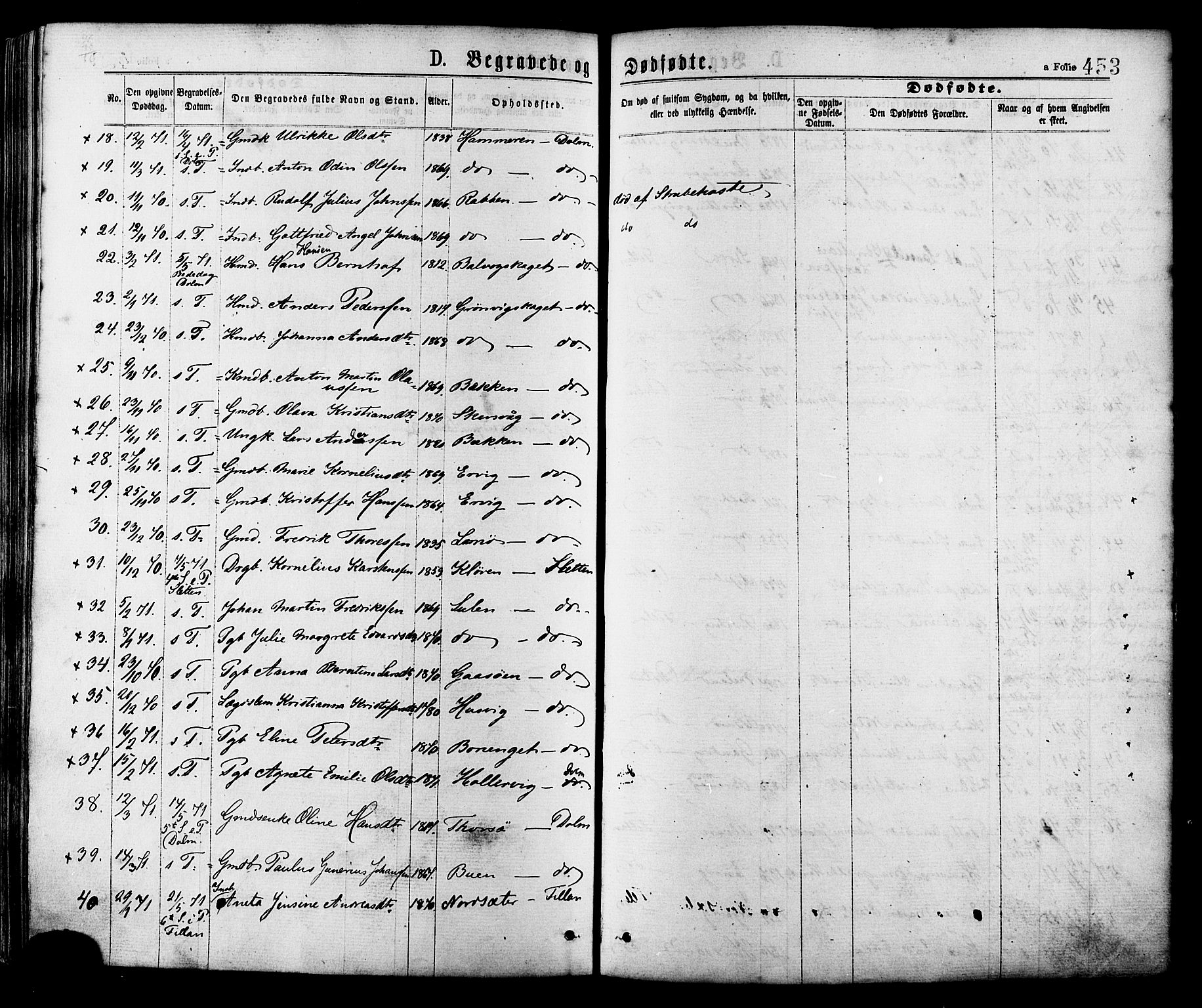 Ministerialprotokoller, klokkerbøker og fødselsregistre - Sør-Trøndelag, SAT/A-1456/634/L0532: Parish register (official) no. 634A08, 1871-1881, p. 453