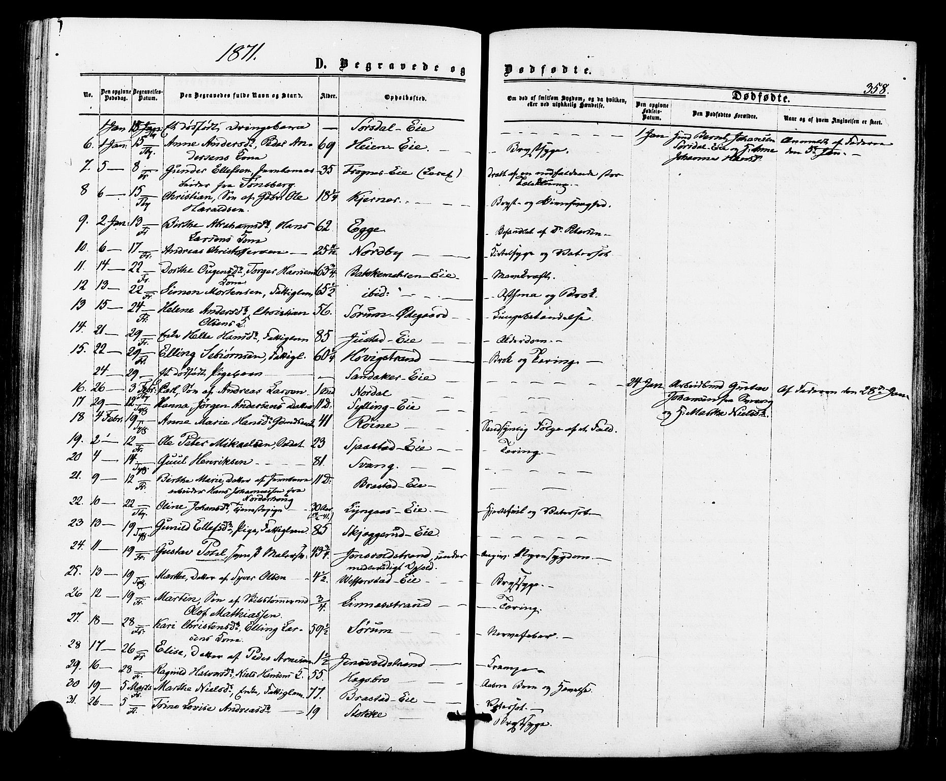 Lier kirkebøker, AV/SAKO-A-230/F/Fa/L0013: Parish register (official) no. I 13, 1865-1874, p. 358