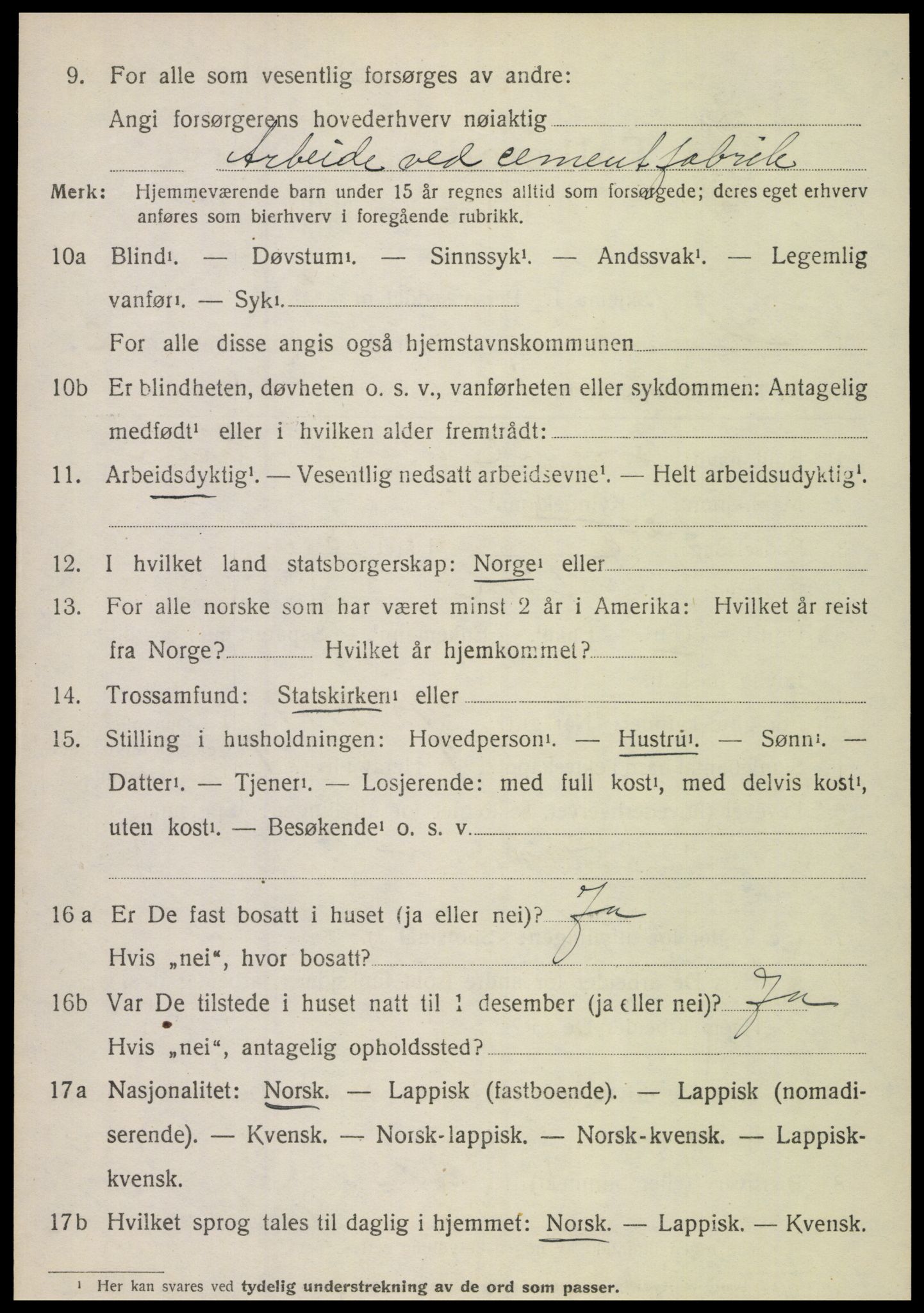 SAT, 1920 census for Hamarøy, 1920, p. 2007