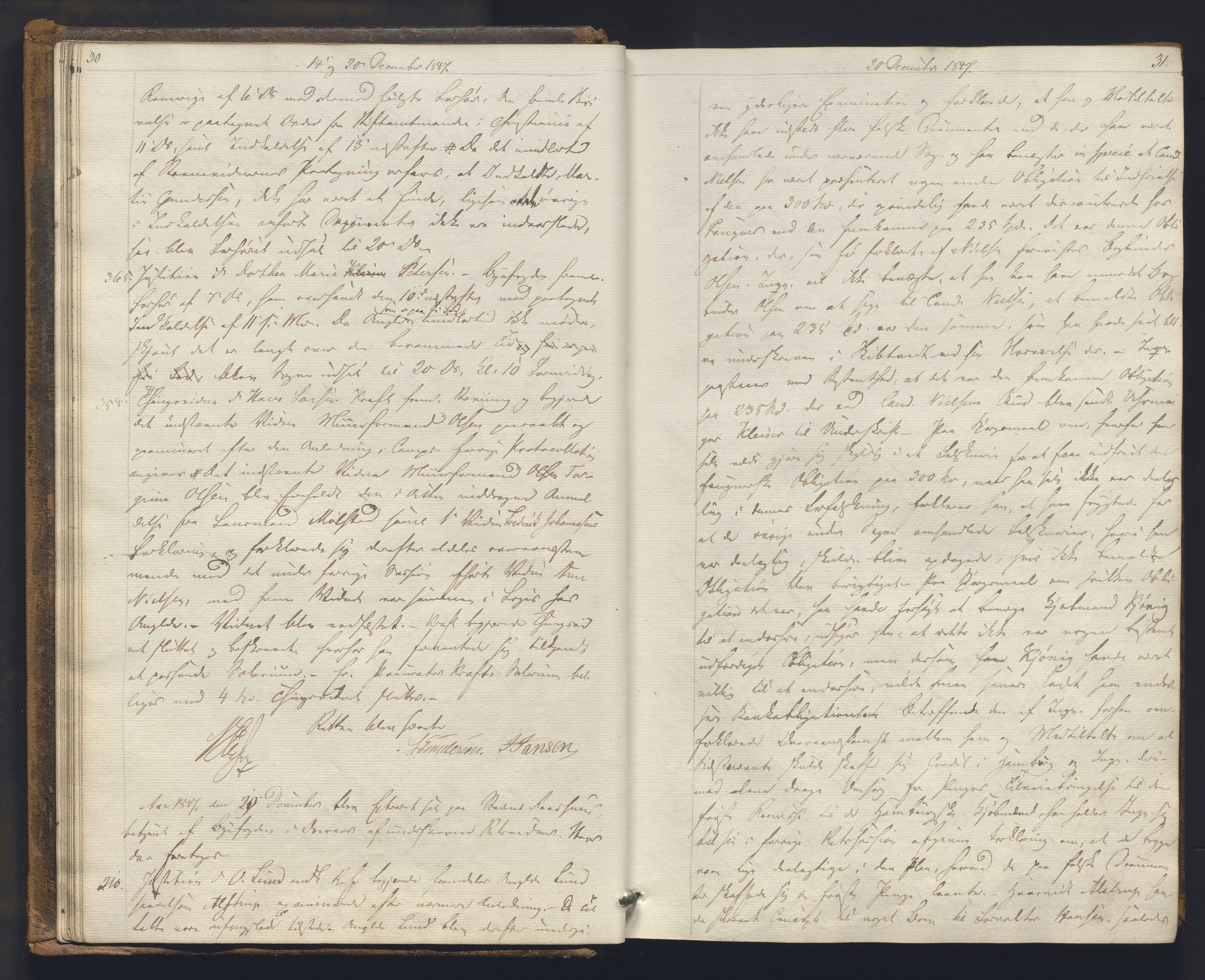 Christiania byfogd, AV/SAO-A-11543/F/Fc/L0014: Ekstrarettsprotokoll, 1847-1853, p. 30-31