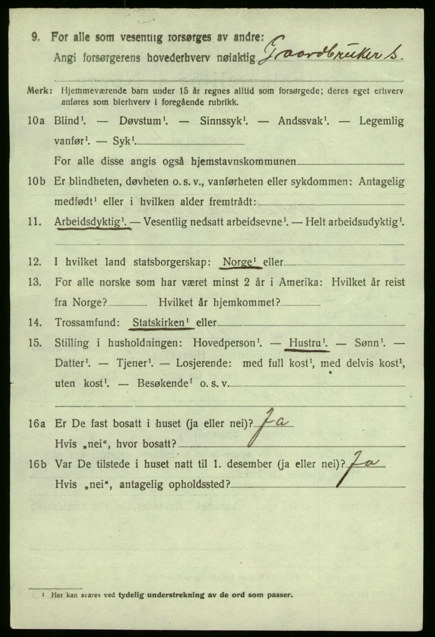 SAB, 1920 census for Førde, 1920, p. 1543