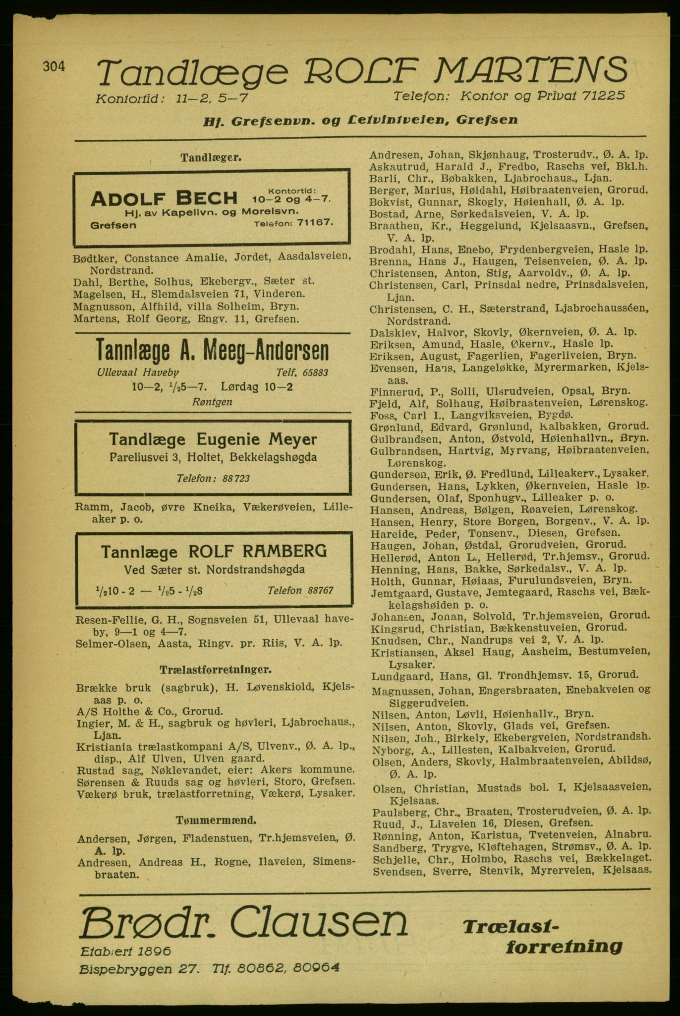 Aker adressebok/adressekalender, PUBL/001/A/004: Aker adressebok, 1929, p. 304