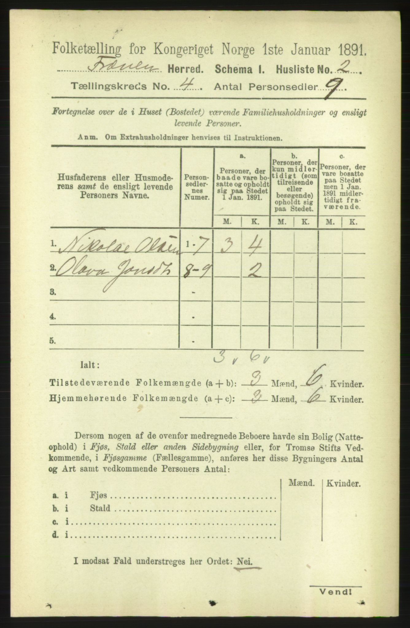 RA, 1891 census for 1548 Fræna, 1891, p. 1082