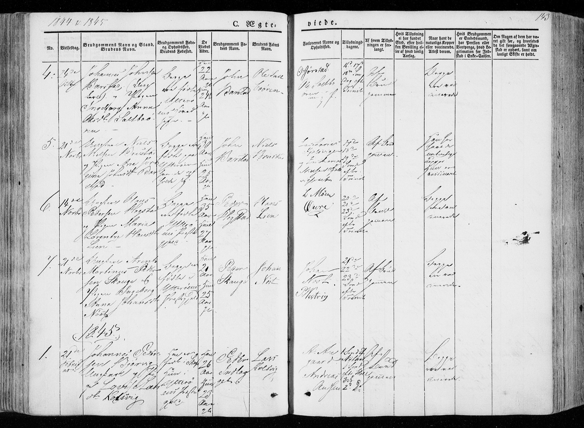 Ministerialprotokoller, klokkerbøker og fødselsregistre - Nord-Trøndelag, AV/SAT-A-1458/722/L0218: Parish register (official) no. 722A05, 1843-1868, p. 143