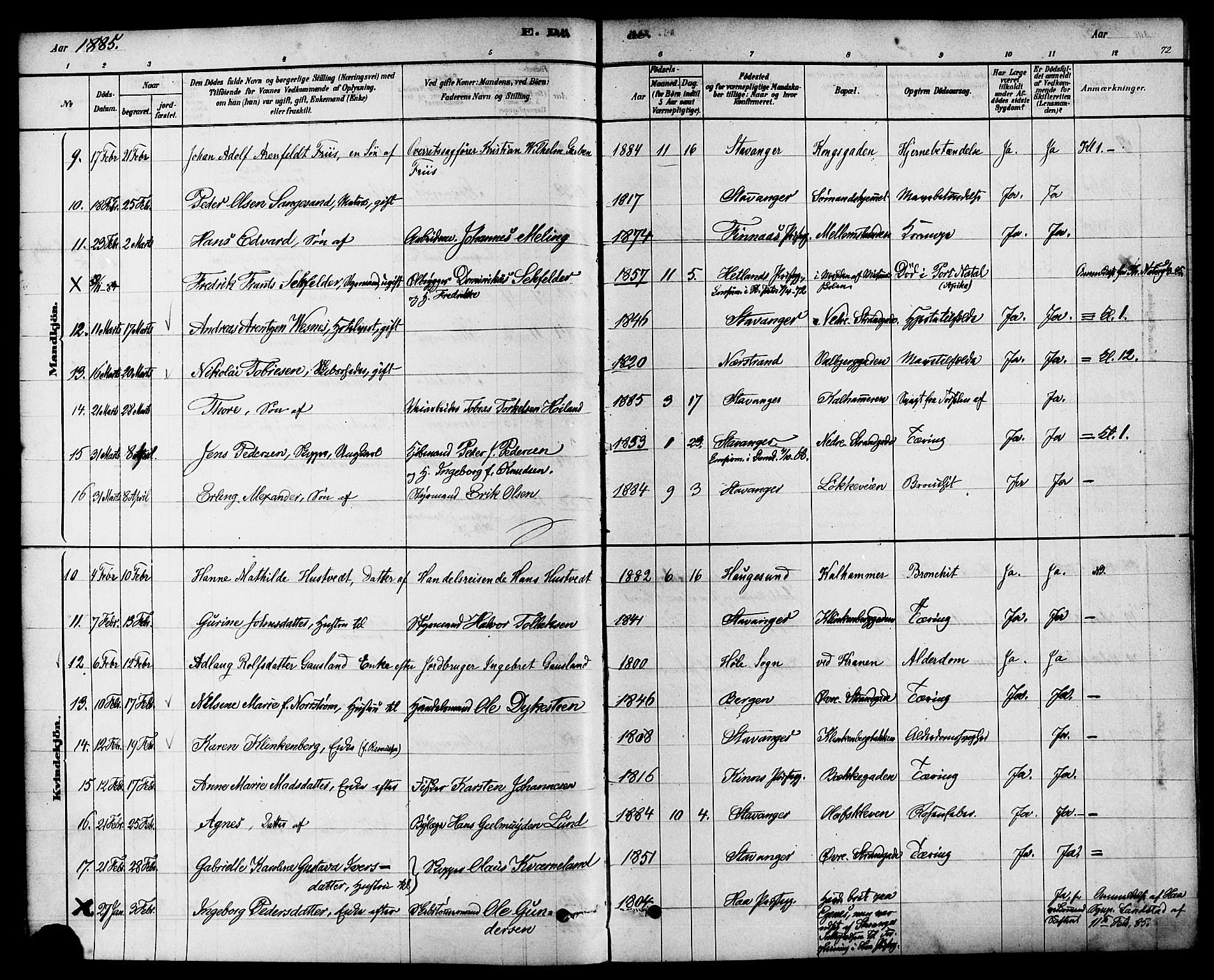 Domkirken sokneprestkontor, AV/SAST-A-101812/001/30/30BA/L0027: Parish register (official) no. A 26, 1878-1896, p. 72