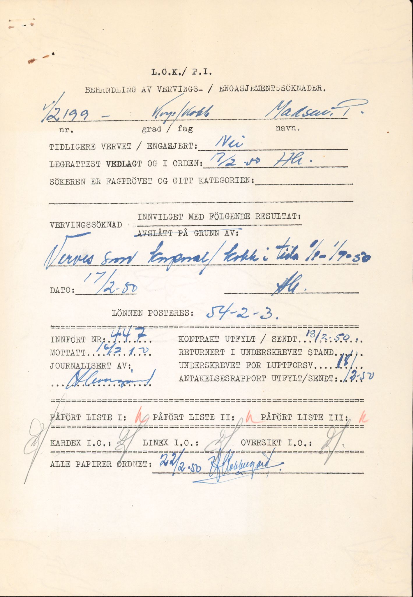 Forsvaret, Forsvarets overkommando/Luftforsvarsstaben, AV/RA-RAFA-4079/P/Pa/L0013: Personellmapper, 1905, p. 450