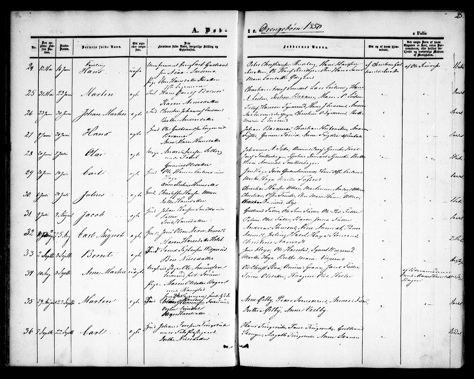 Fet prestekontor Kirkebøker, SAO/A-10370a/F/Fa/L0010: Parish register (official) no. I 10, 1847-1859, p. 25