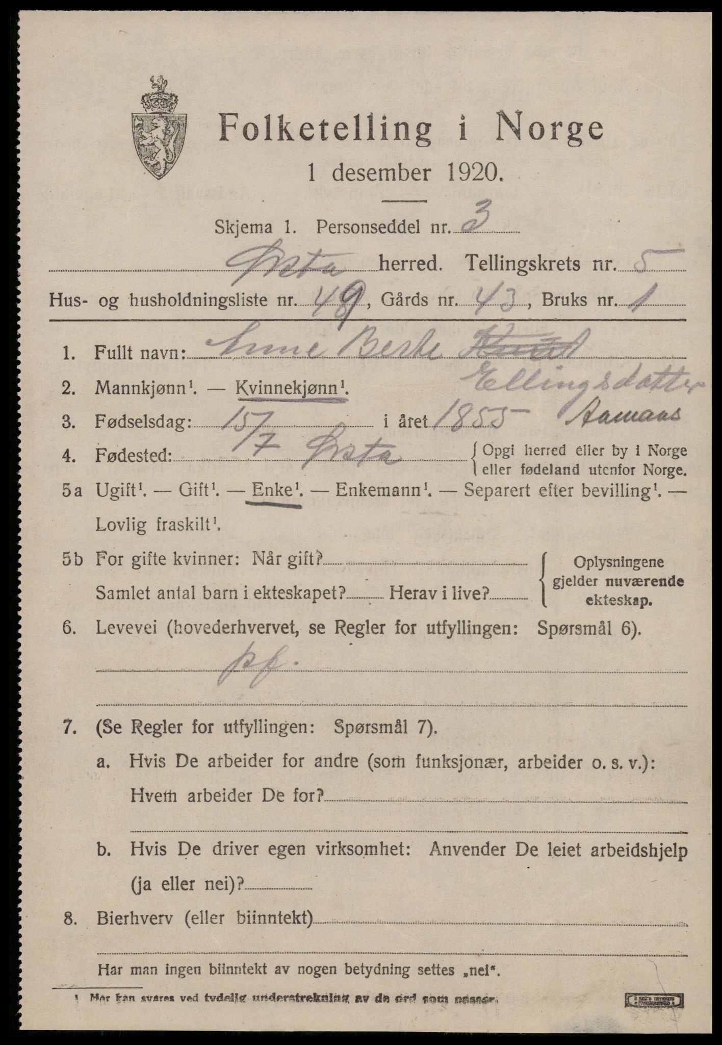 SAT, 1920 census for Ørsta, 1920, p. 4792